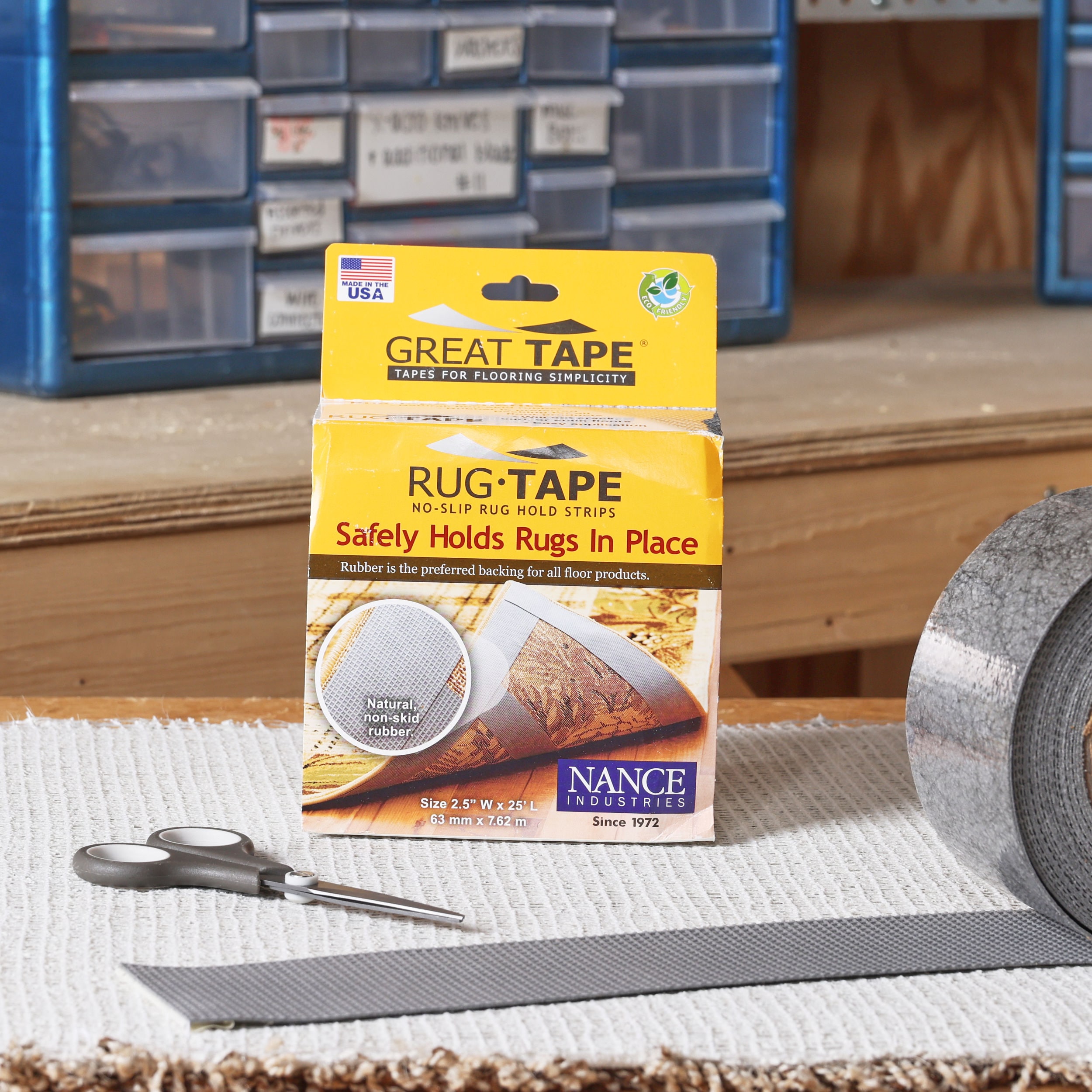 Nance Great Grip Rug Tape 2.5-in x 25-ft Gray Anti-Slip Rug Tape