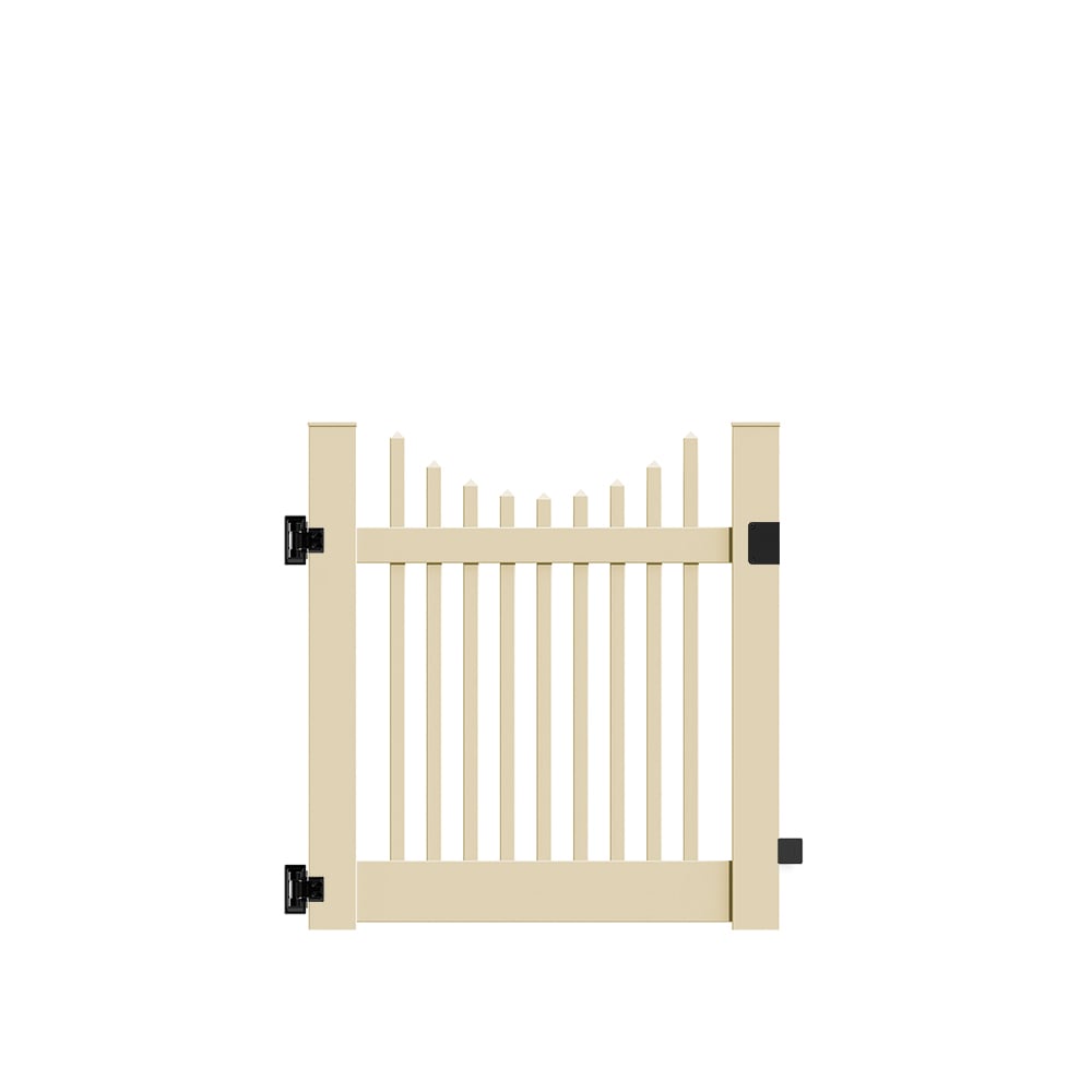 Freedom 73014751 Keswick Scallop 4-ft H x 4-ft W Sand Vinyl Picket Fence gate kit (Unassembled)