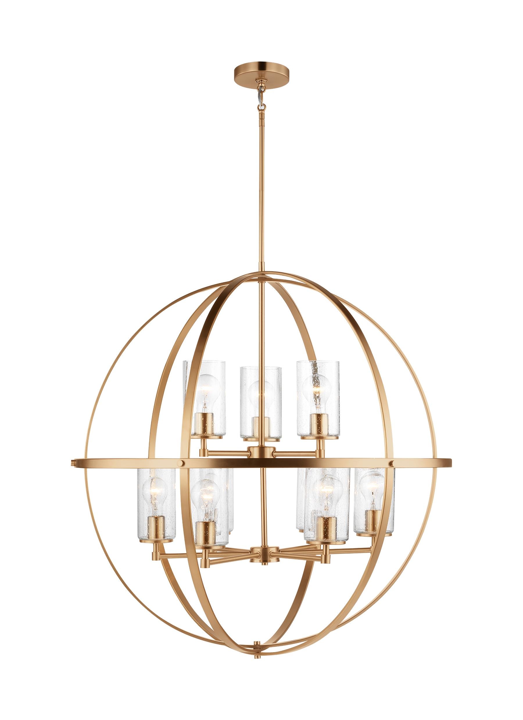 Generation Lighting 3124679-848 Alturas 9 -Light Satin Brass Modern/contemporary For Use in Dining Rooms, Foyers, Living Rooms Chandelier