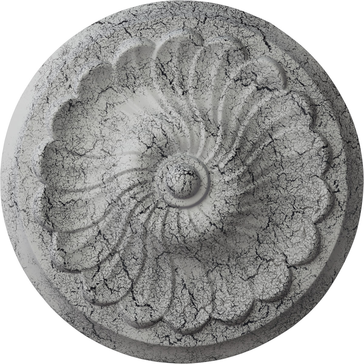 Ekena Millwork CM12FLUWC Flower Spiral 12.25-in W x 12.25-in L Painted Ultra Pure White Crackle Polyurethane Whole Ceiling Medallion