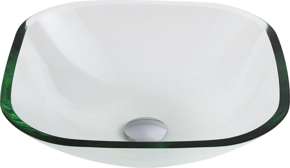 ANZZI LS-AZ8119 Story Tempered glass Vessel Square Modern Clear Bathroom Sink with Drain Included ( 16.5-Inches x 16.625-Inches )