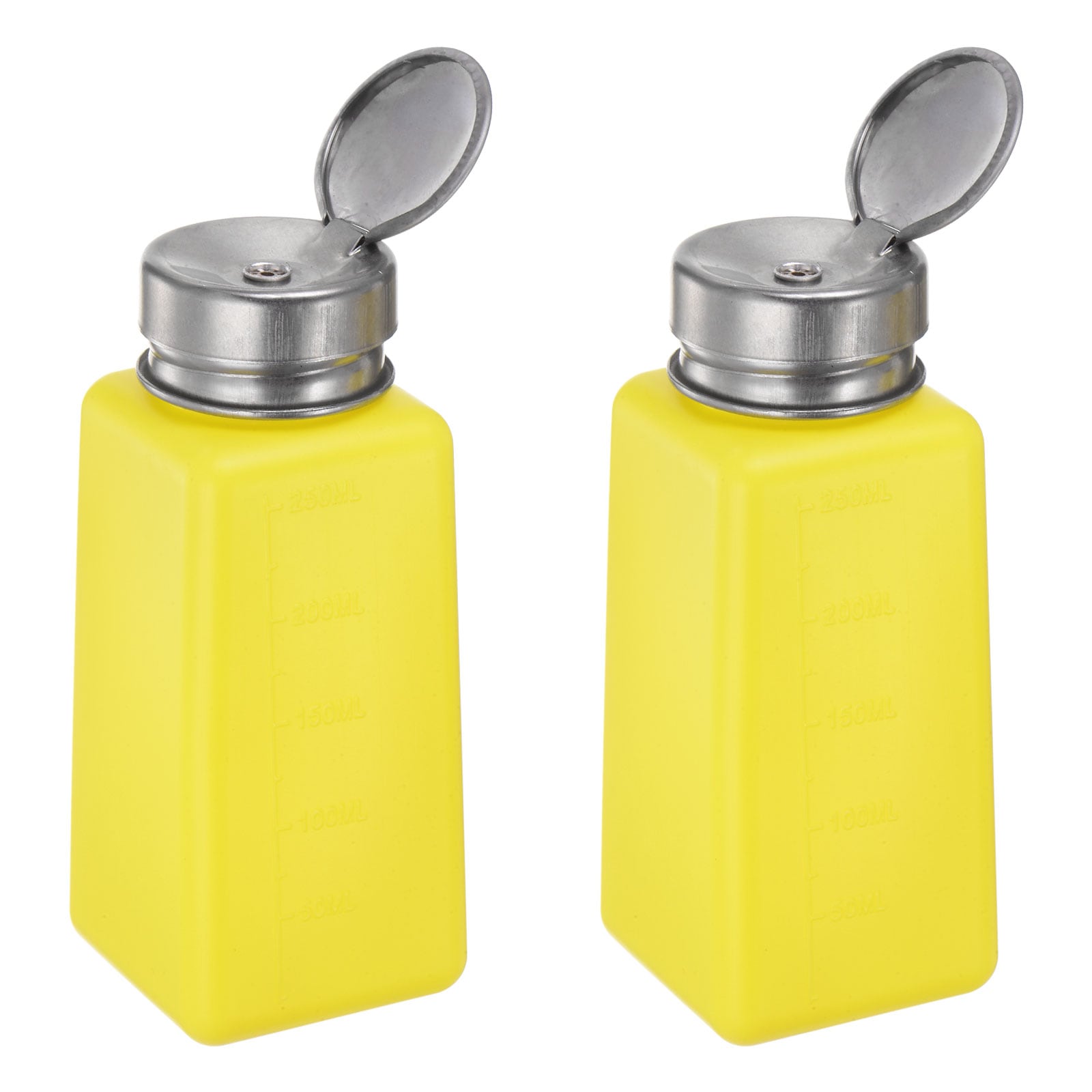 Unique Bargains 2pcs Alcohol Liquid Press Pumping Dispenser 250ML Nail Polish Remover Empty Bottle Yellow