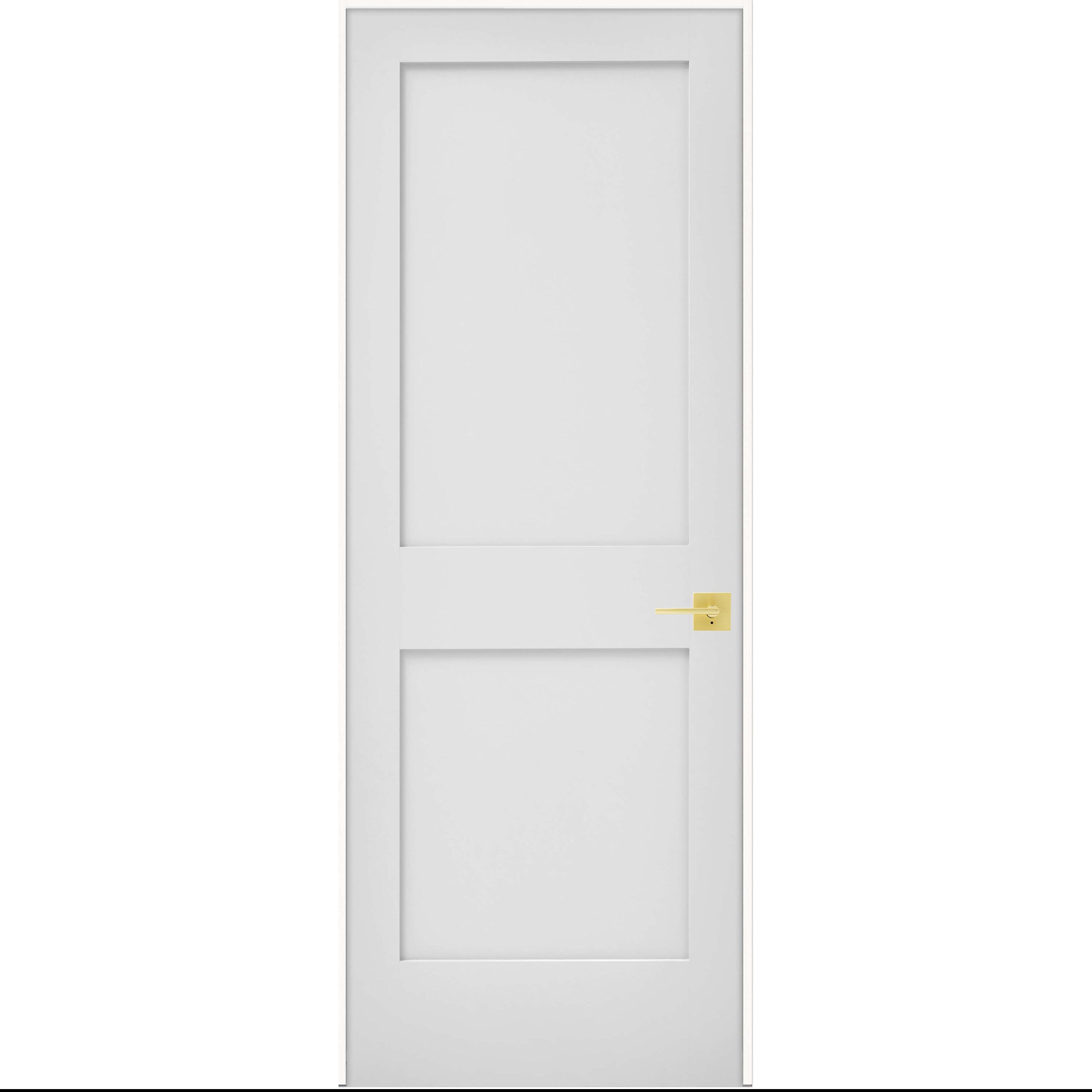 JELD-WEN LOWOLJW249800061 32-in x 80-in Primed Solid core 2-panel square Left hand Smooth Primed MDF Flat Jamb Single Prehung Interior Door