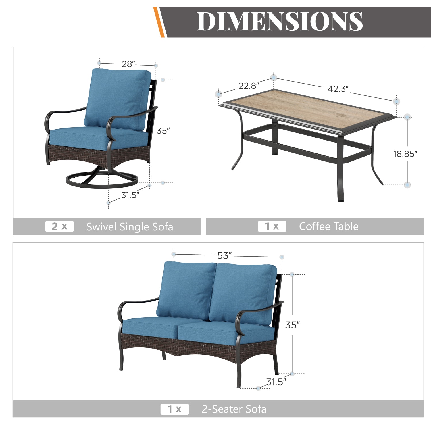 Sunshine Valley CR001-03-4-NY Patio-Conversation-Sets - View #10