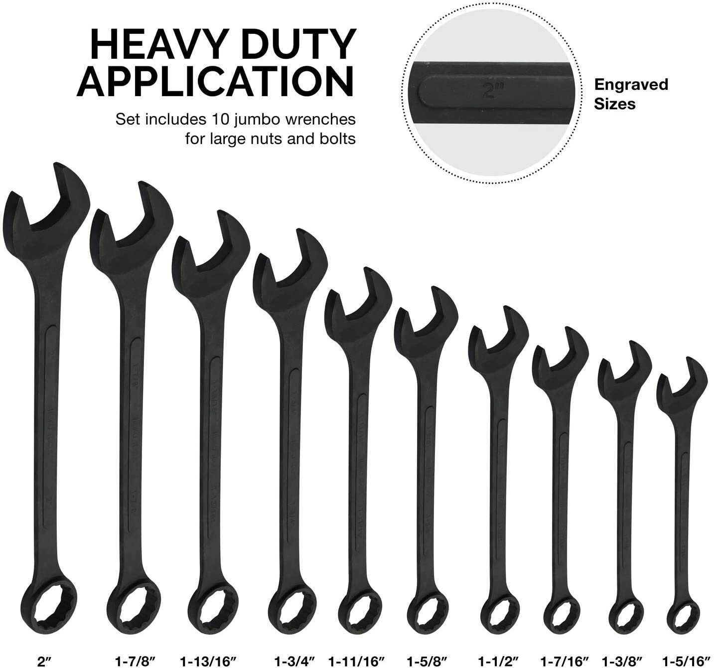 NEIKO 10-Piece Raised Panel SAE Combination Wrench (1-5/16-in to 2