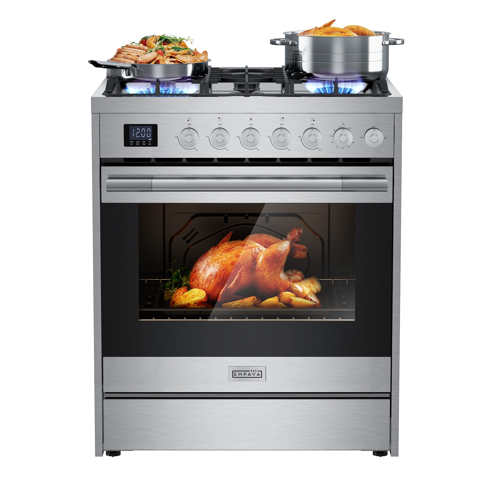 Empava EL-30GR06 30-in 5 burners 5-cu ft Convection Oven Slide-In Natural Gas Range ( Stainless steel )