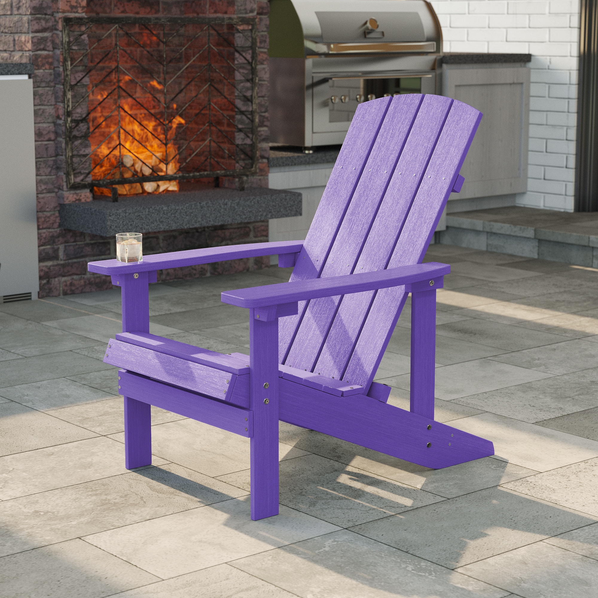 ACEGOSES LW-SM-B9-PU Adirondack Chair Purple Stationary Adirondack Chair with Slat Seat