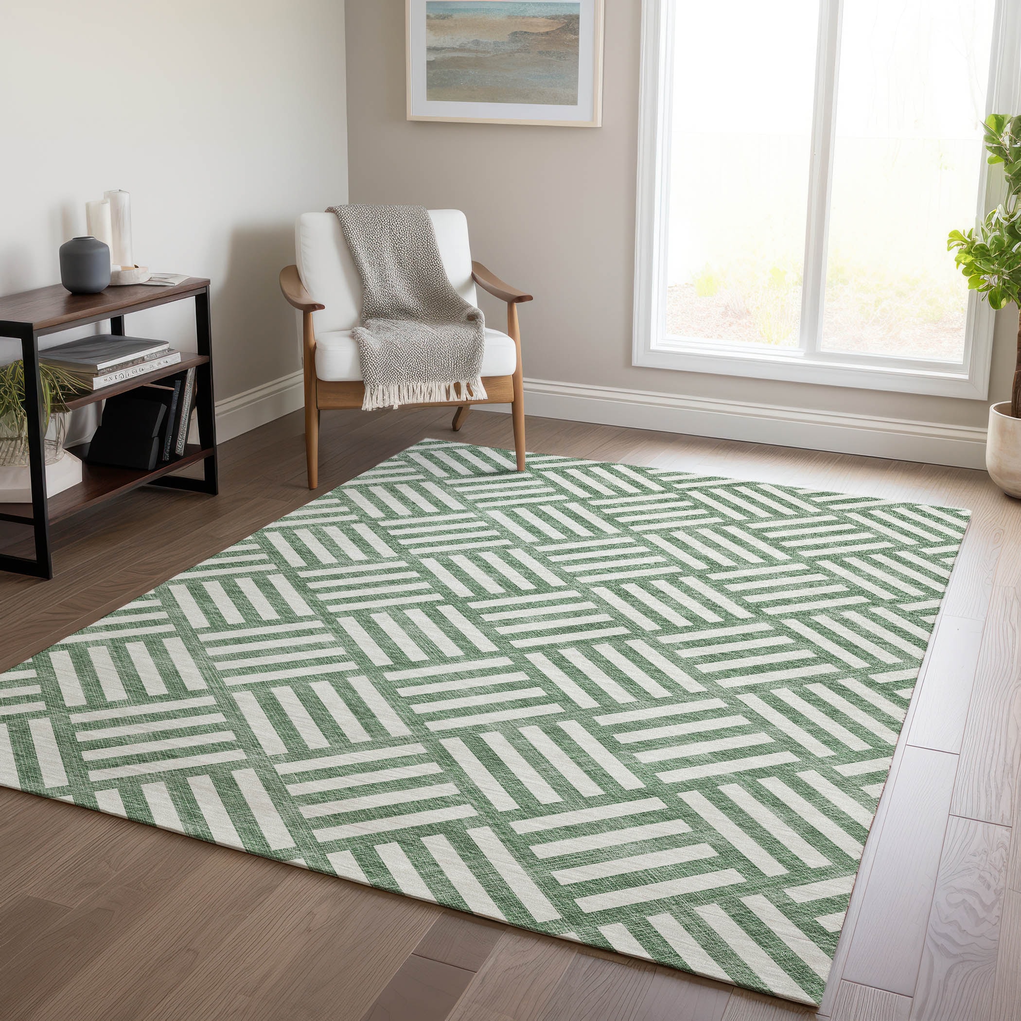 Addison Rugs ACN620GE30X46 Chantille ACN620GE 2 x 3 (ft) Polyester Green Rectangular Indoor/Outdoor Geometric Machine washable Area rug