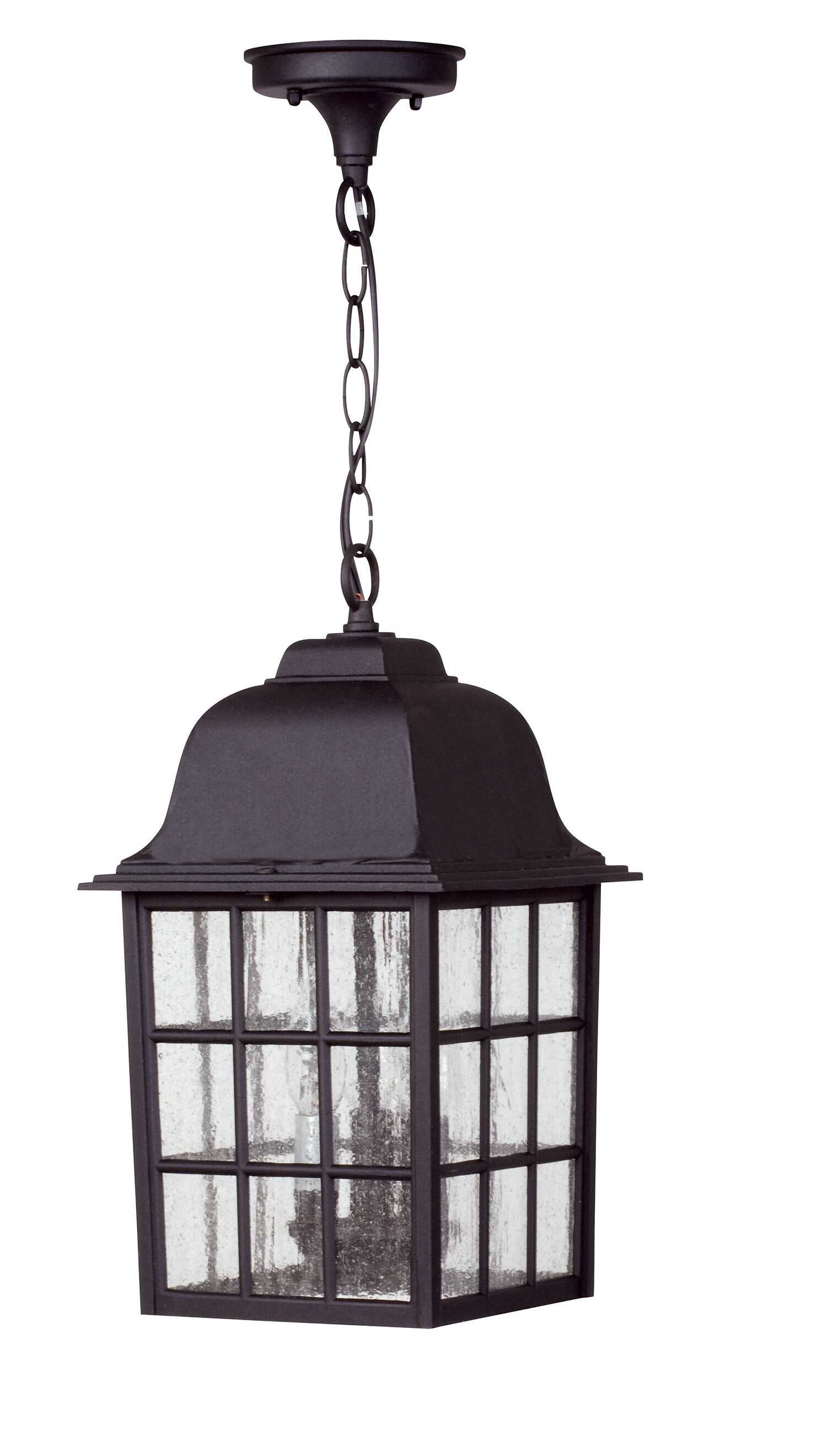 Craftmade Grid Cage Textured Matte Black Traditional Seeded Glass Square Pendant Light