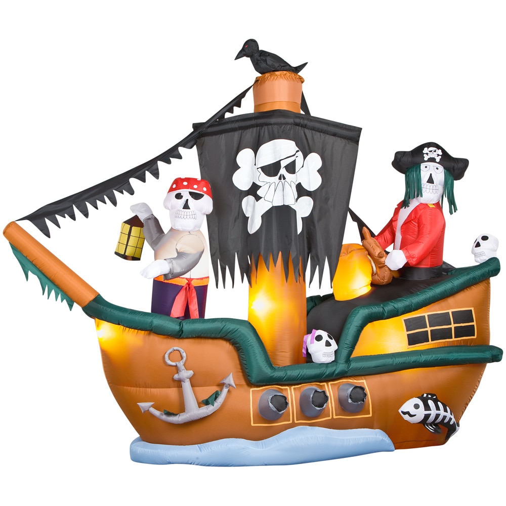 Gemmy 8.5-ft x 10-ft Animatronic Lighted Pirate Ship Halloween