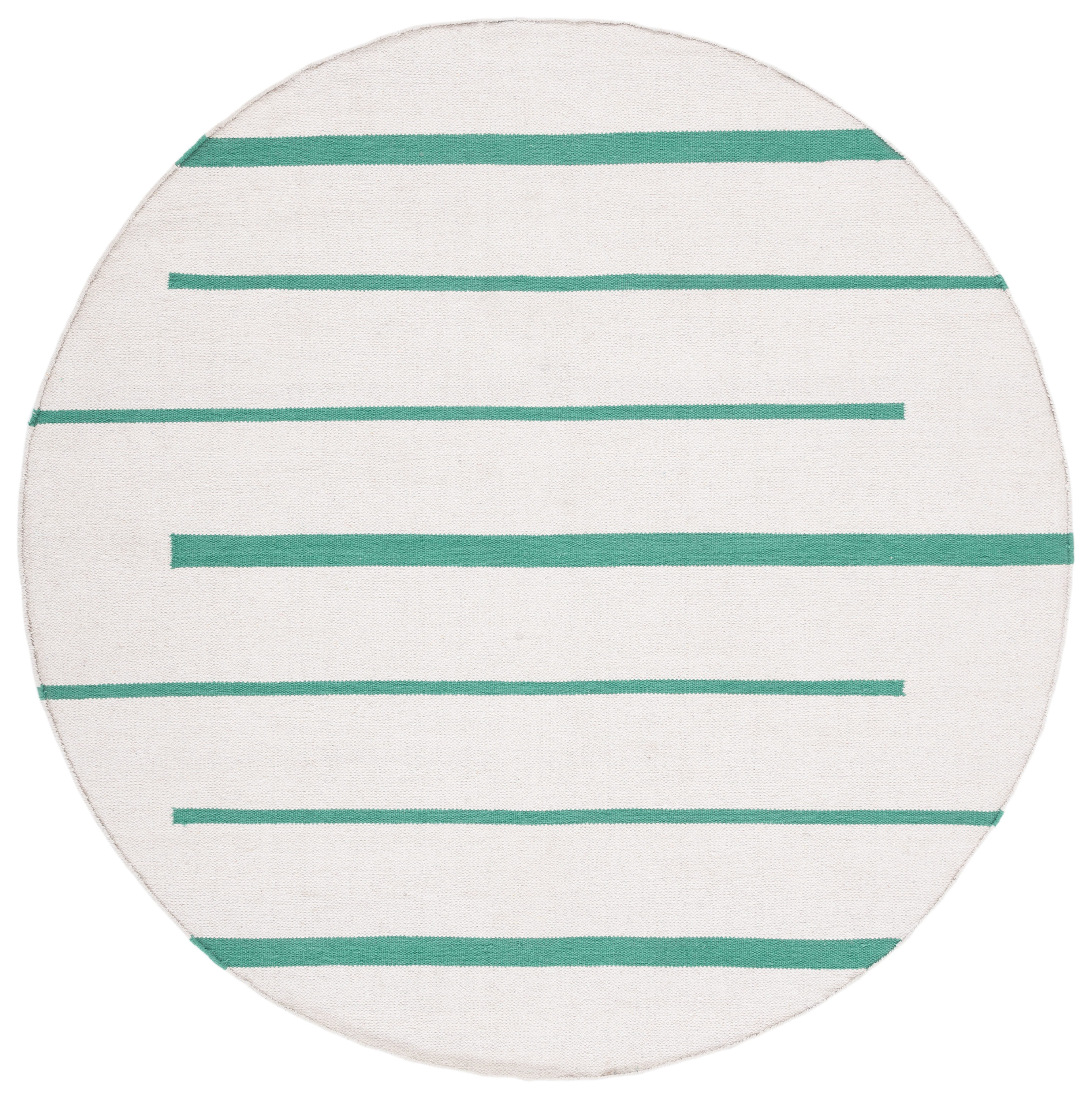 Safavieh MTK311X-6R Montauk Odoarda 6 x 6 (ft) Cotton Ivory/Dark Green Round Indoor Stripe Bohemian/Eclectic Area rug