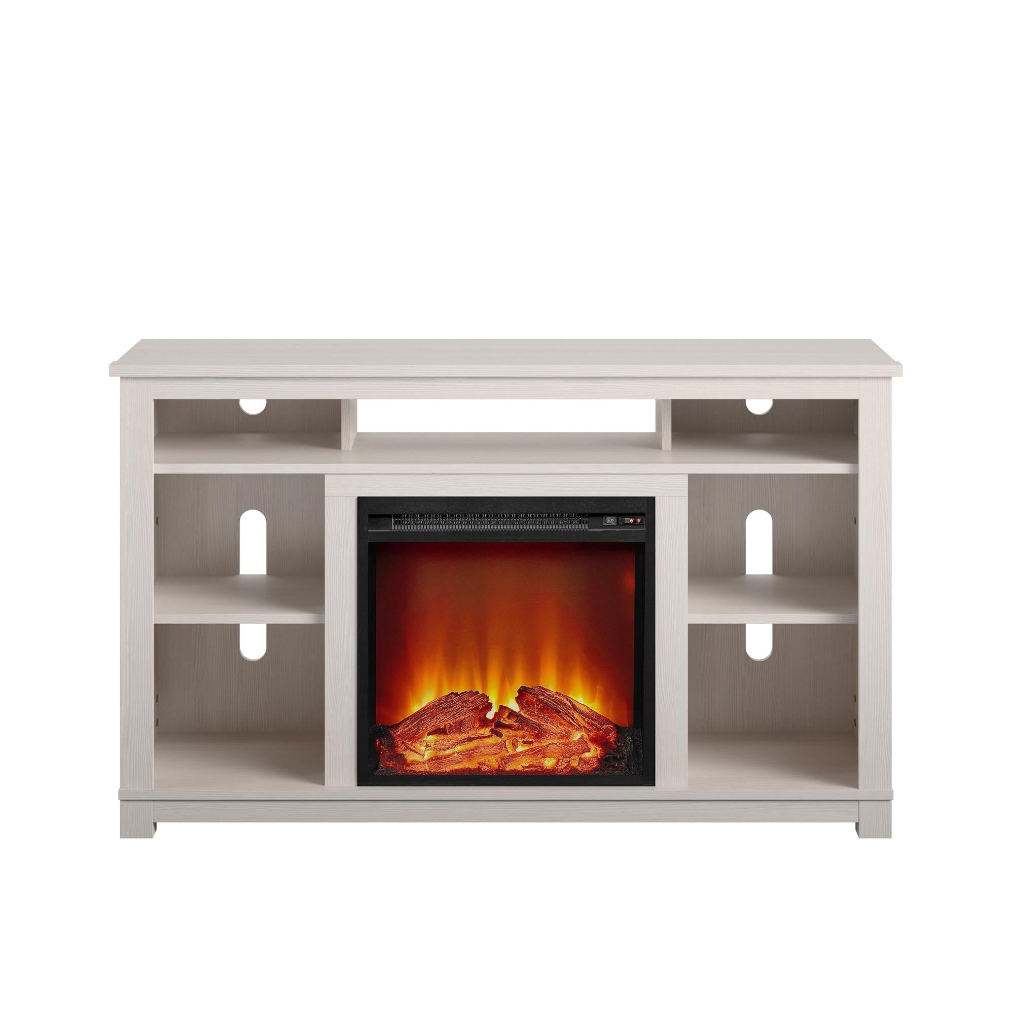 Ameriwood Home 47.6-in W Ivory Pine TV Stand with Fan-forced Electric Fireplace 2402884COM Sansujyuku sansujyuku.com