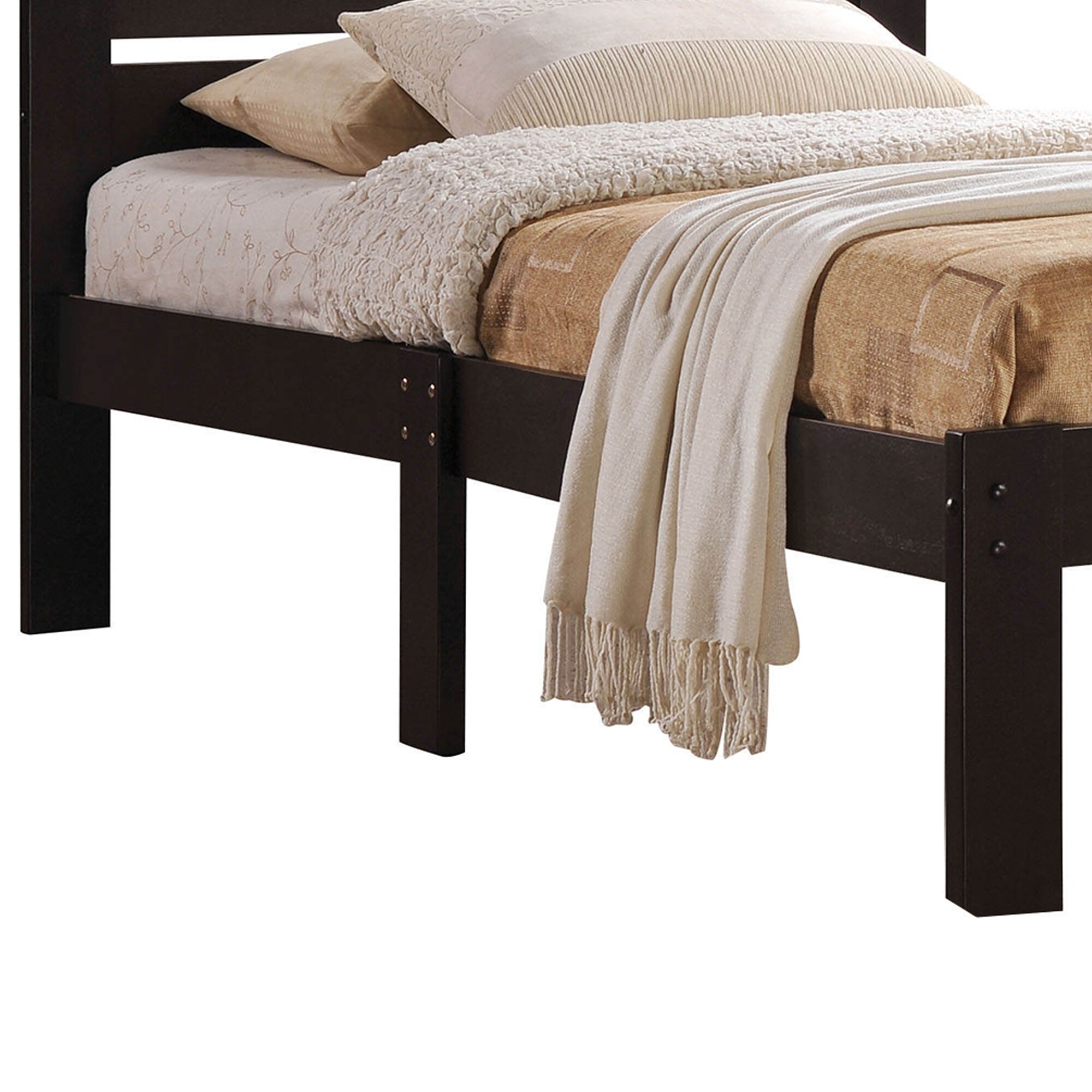 Benzara Brown Queen Traditional Bed Frame In The Beds Department At ...