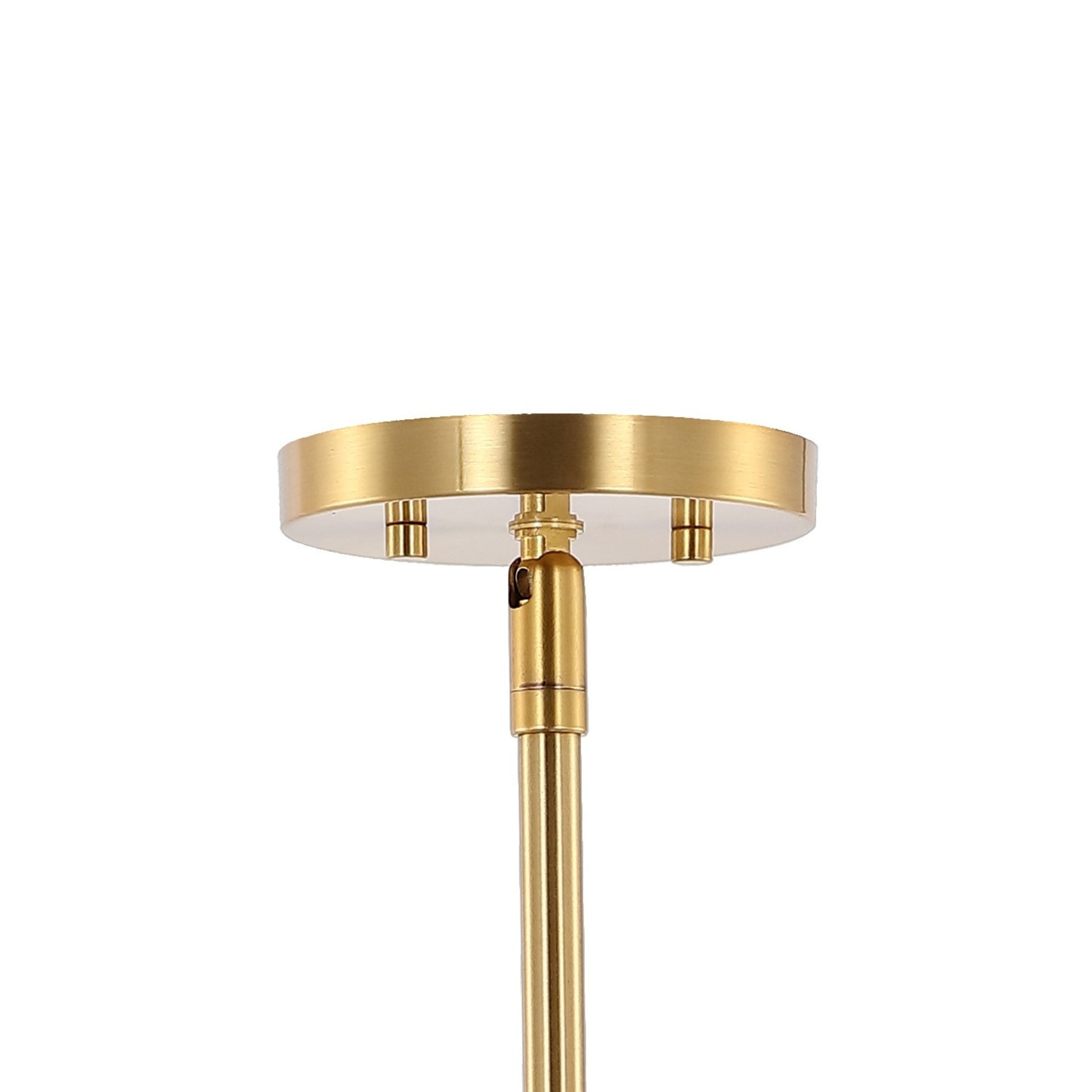 Cillian 27" Satin Gold Brass 6-Light LED Chandelier with White Fabric Shades