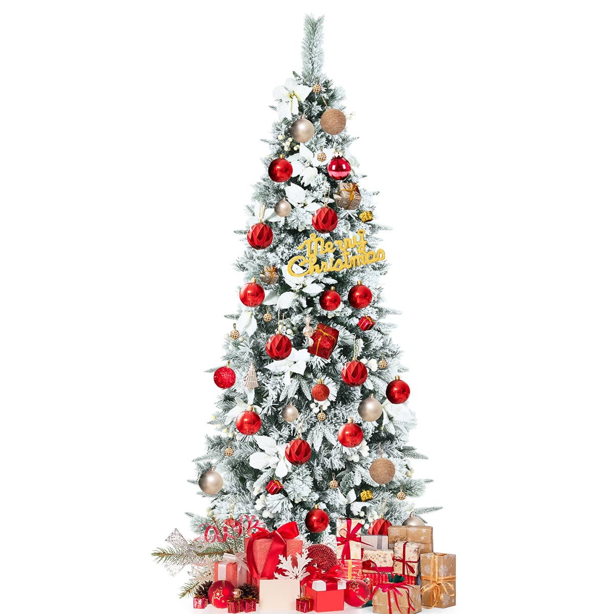 Forclover HYC-CM449C 6-ft Flocked White Artificial Christmas Tree