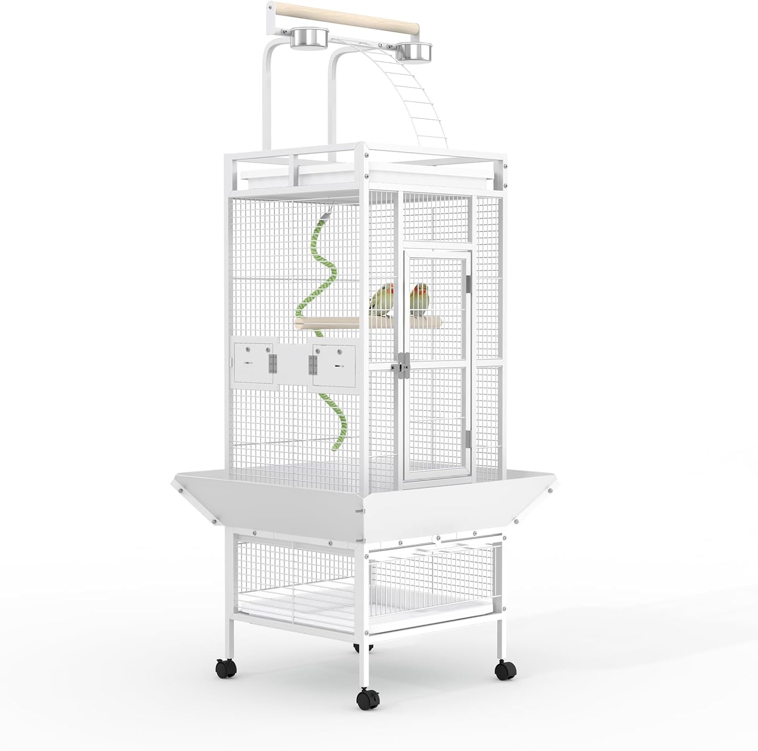 Garvee 60in Large Bird Cage Wrought Iron Parakeet Cage with Playtop ...