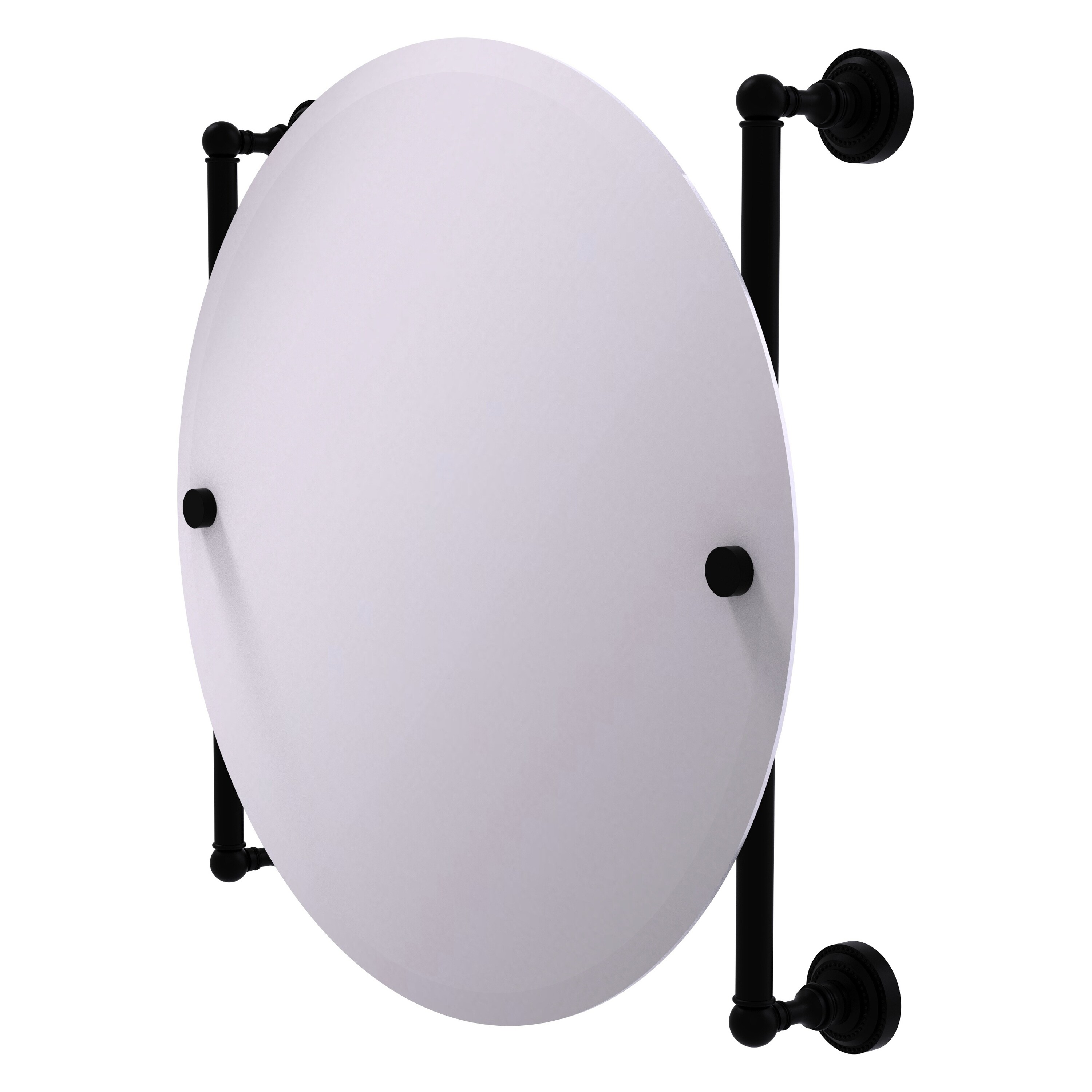 Allied Brass DT-27-90-BKM Dottingham 22-Inches x 22-Inches Beveled Frameless Round Bathroom Vanity Mirror ( Matte Black )