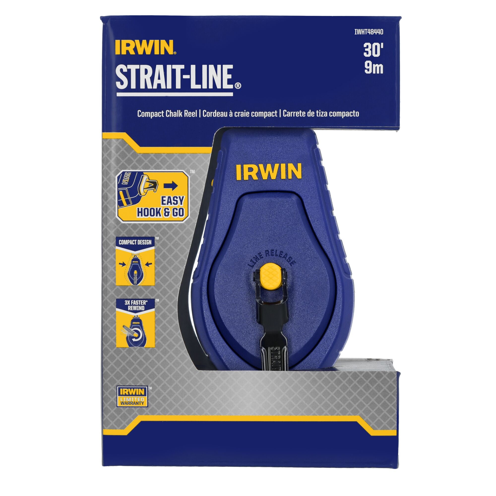 Irwin 100ft Strait-Line Compact Chalk Reel - IWHT48440