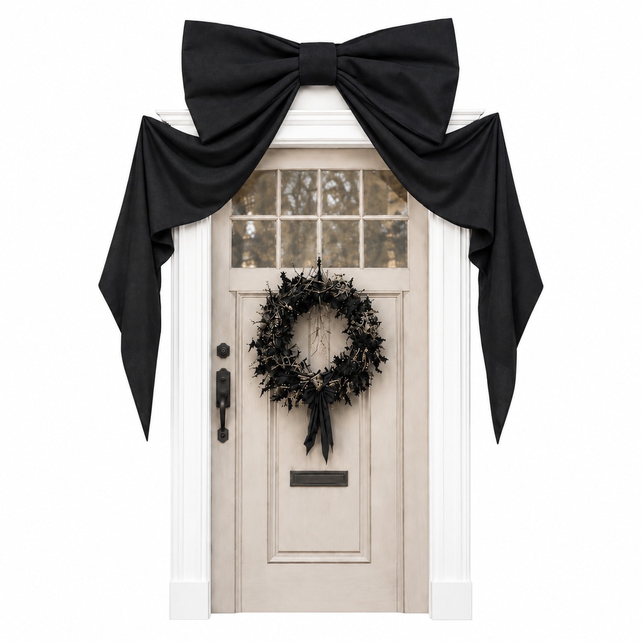 WZK Giant Satin Black Bow Halloween Holiday Party Decorations Indoor Outdoor