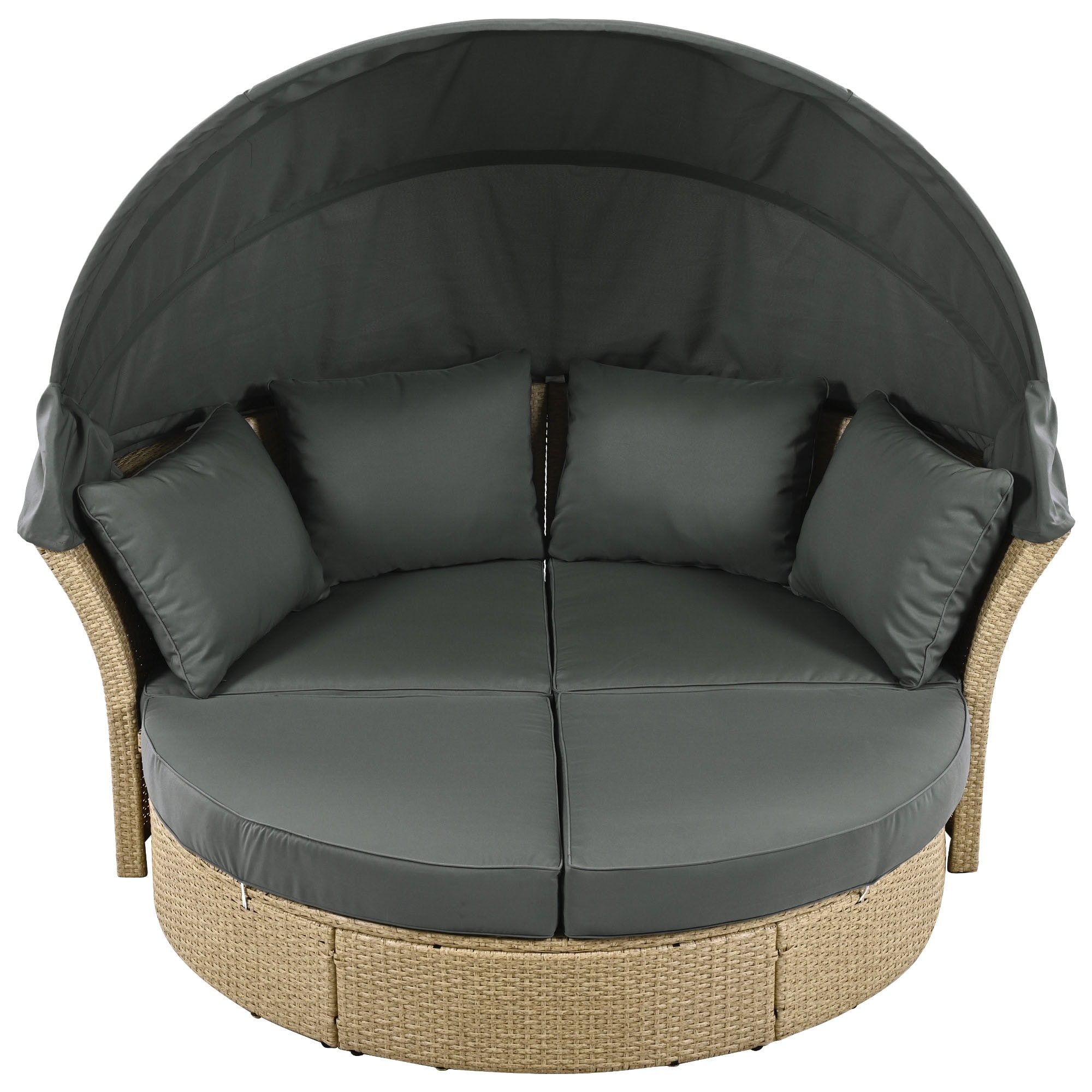 Bybafun YA0200002 Wicker Outdoor Daybed with Gray and Wicker Frame