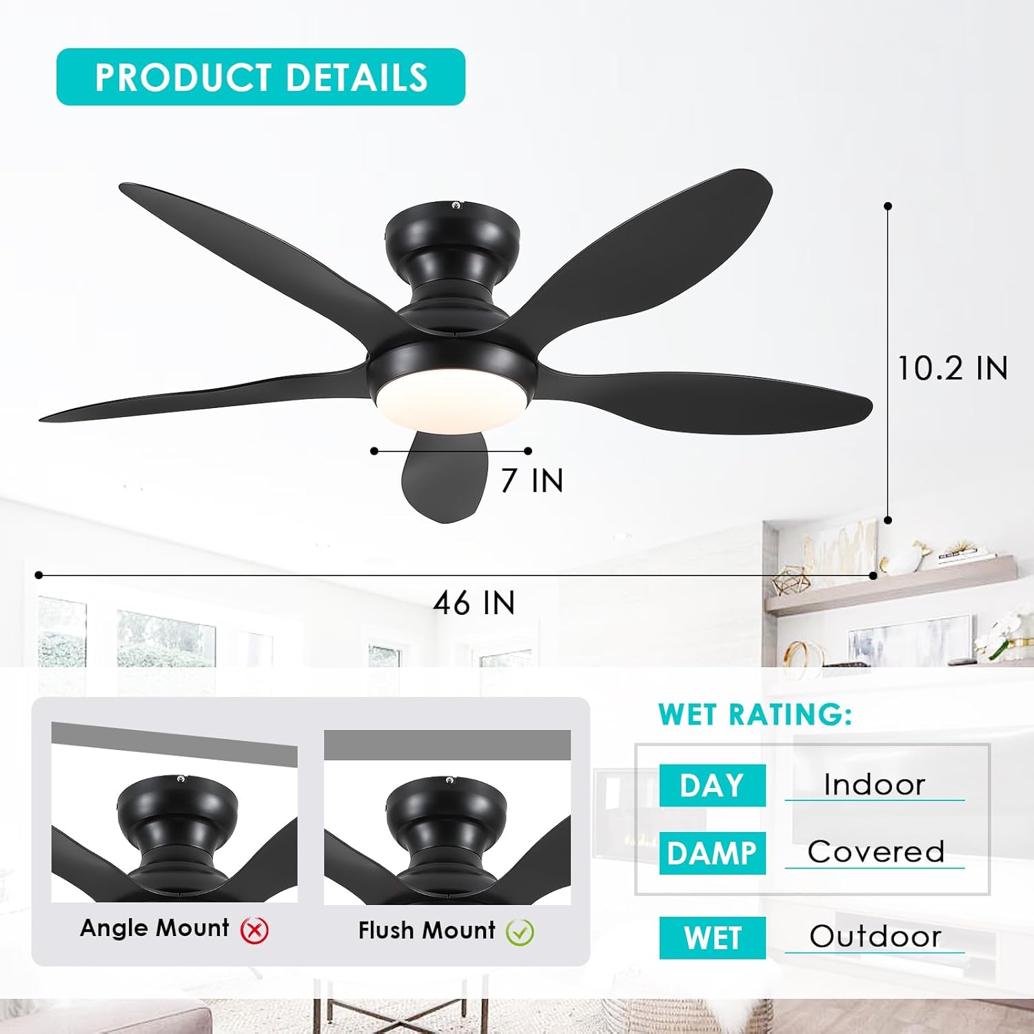Gleam Flare GF-1098-46BK Ceiling-Fans - View #9