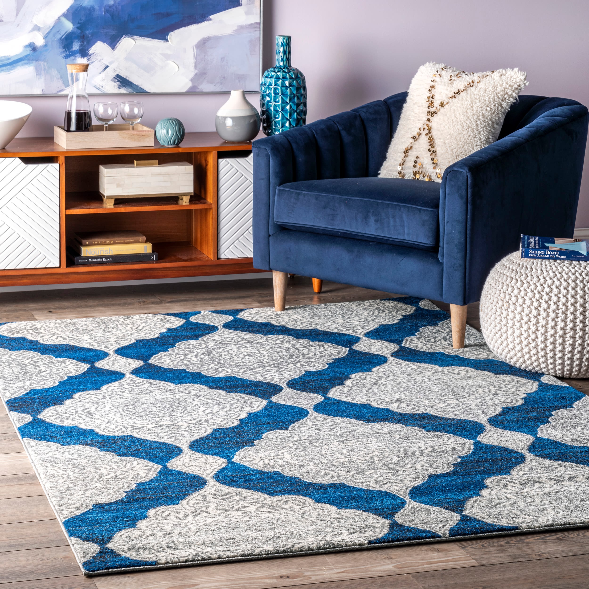 nuLOOM RZBD18A-53079 5 X 8 (ft) Blue Indoor Trellis Area Rug