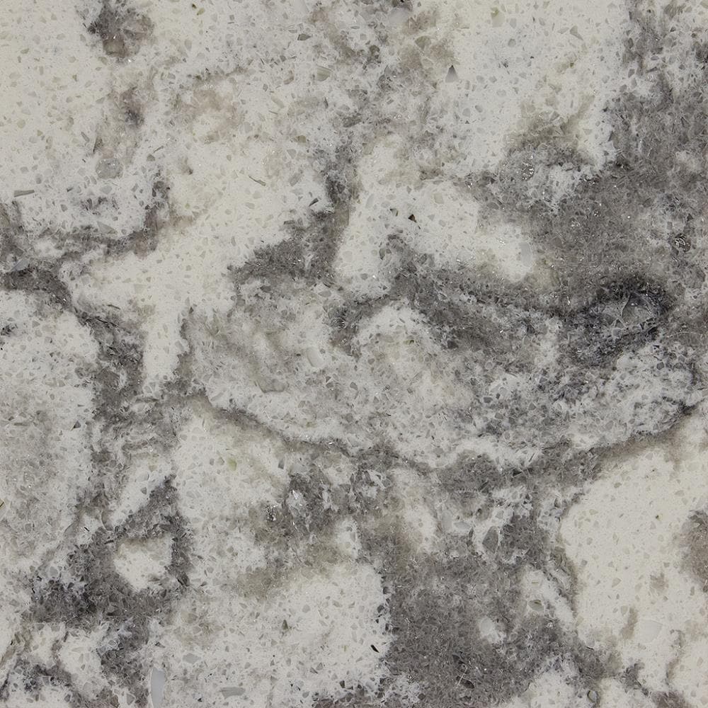 Allen Roth Frosted Billow Quartz White Kitchen Countertop Sample At