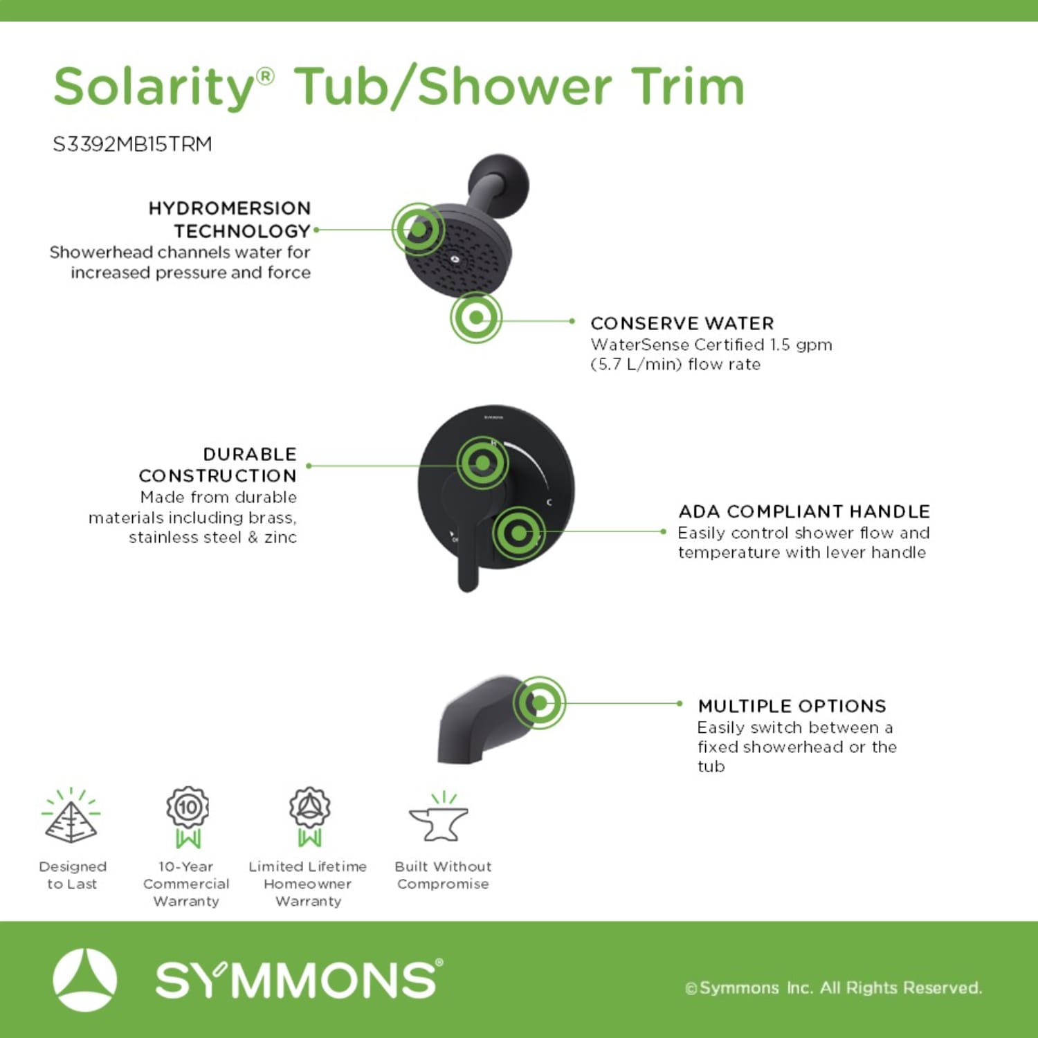 Symmons S3392MB15TRM Tub-Shower-Faucets - View #3
