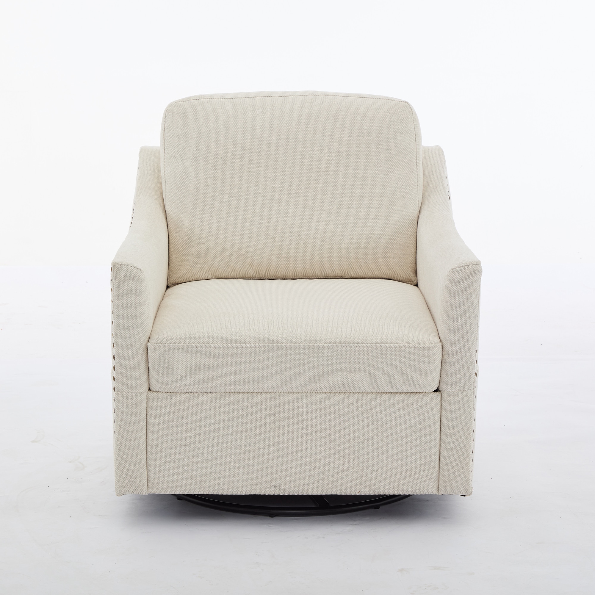Sumyeg CM-W39524908 Cream white fabric swivel rotating accent chair Modern Cream white Swivel Accent Chair