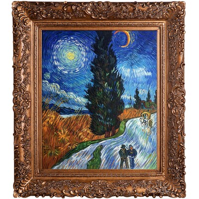 La Pastiche High Poplar with Veine D'Or Angled Framed Oil Painting 41 x 29 Bronze/Dark Brown 