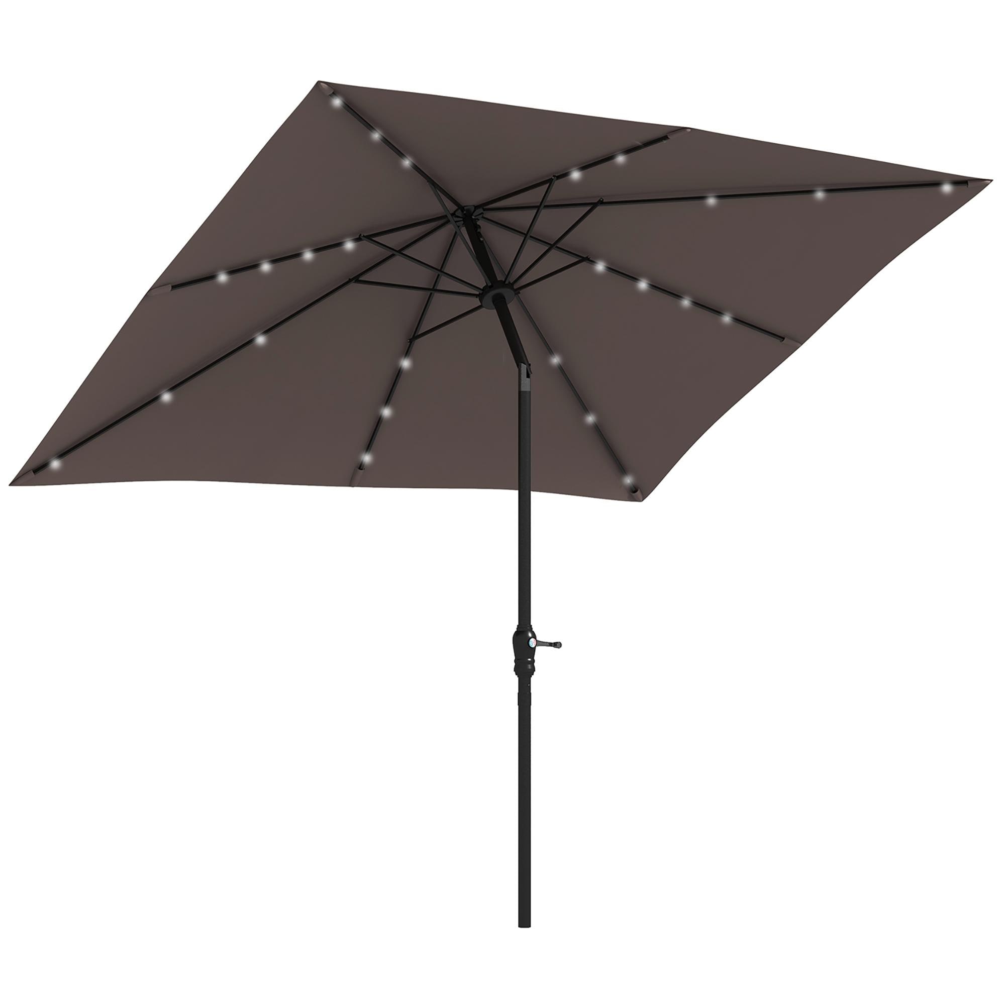 Bayfeve BFAOS-4172-UM 9-Feet Steel Tan Push-button Tilt Market Patio Umbrella with Lights and
