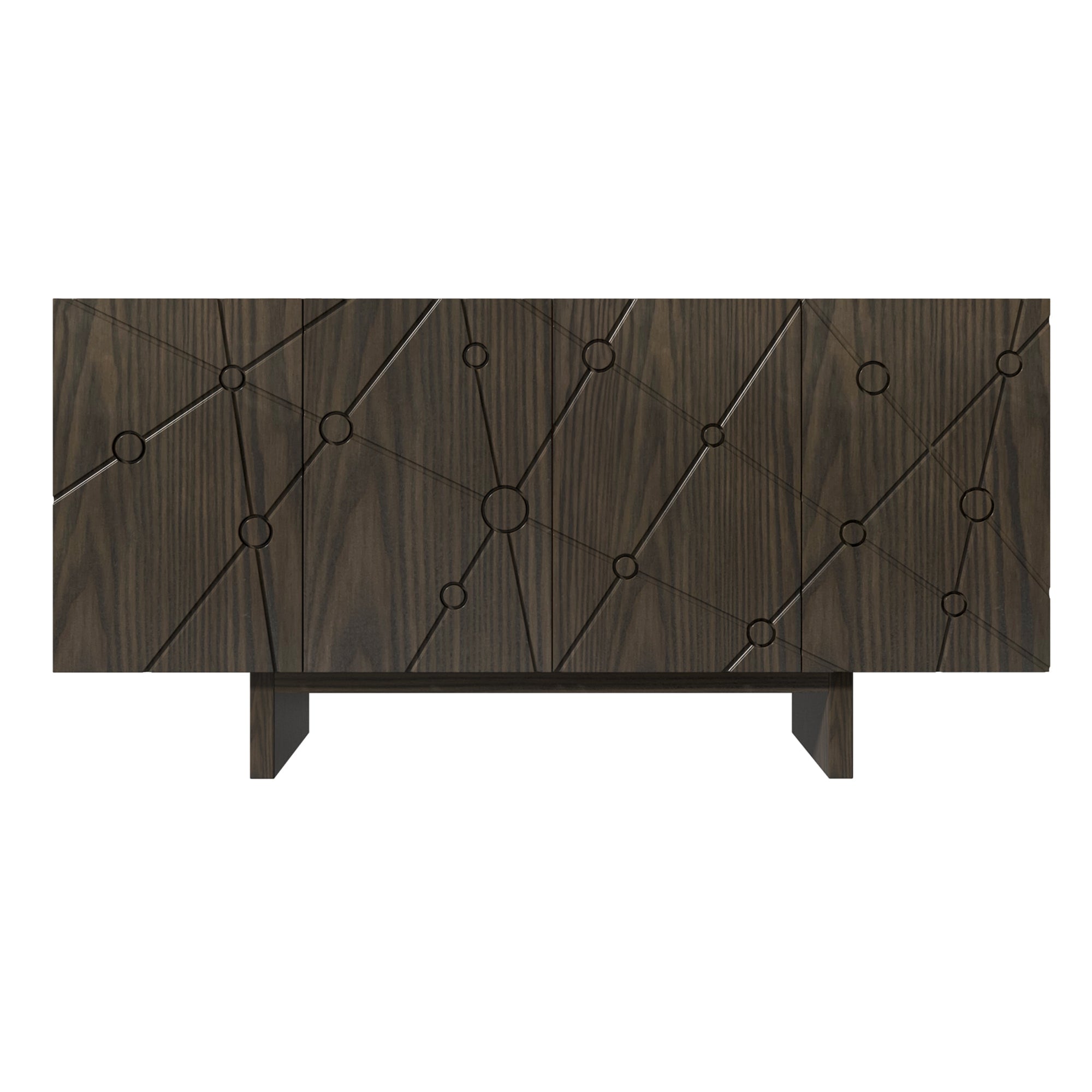 Boyel Living Brown 4-Door Modern Wood Grain Accent Storage Cabinet For Living Room and Kitchen-Dining Room