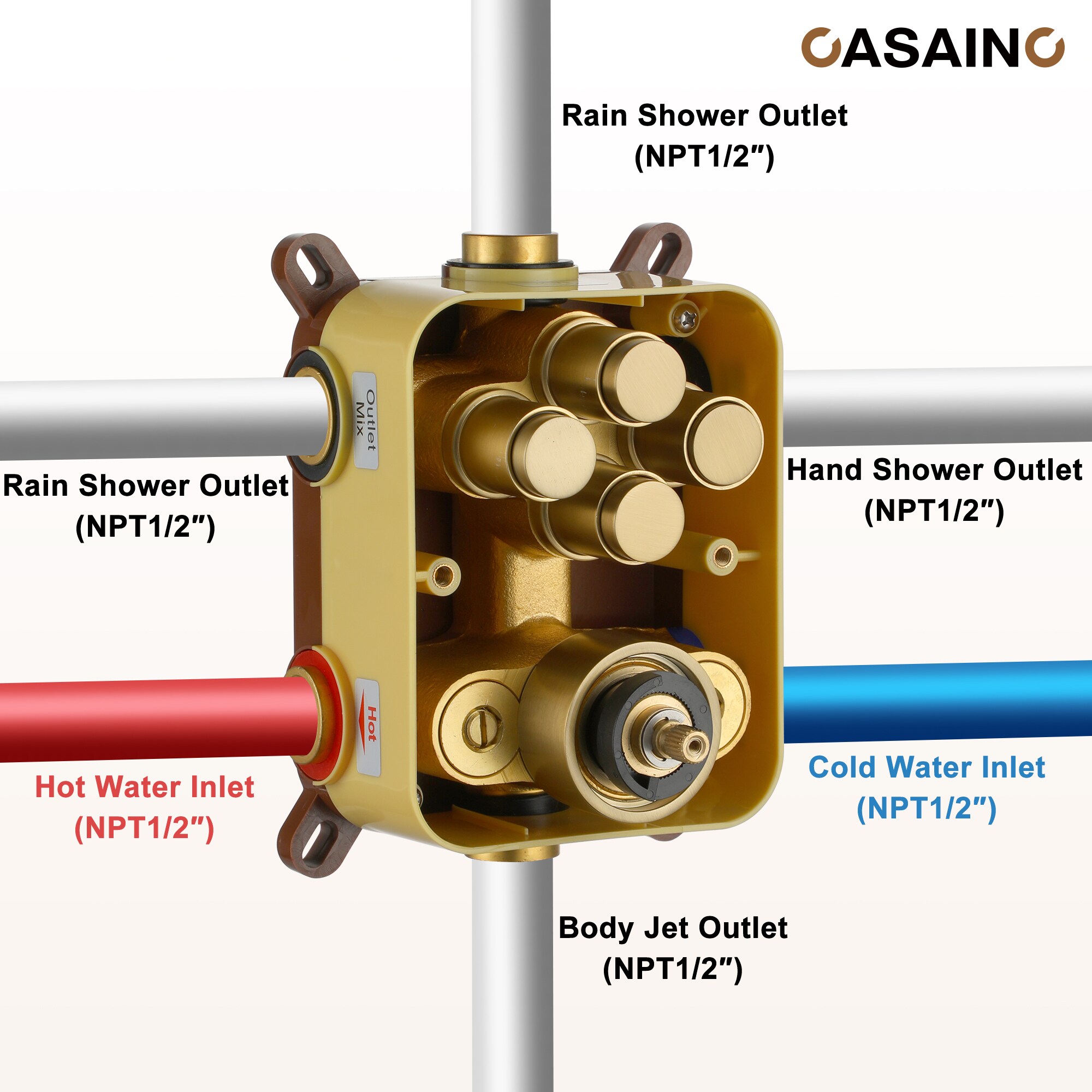 CASAINC CS6228-12BG Showerhead-Bar-Panels - View #10