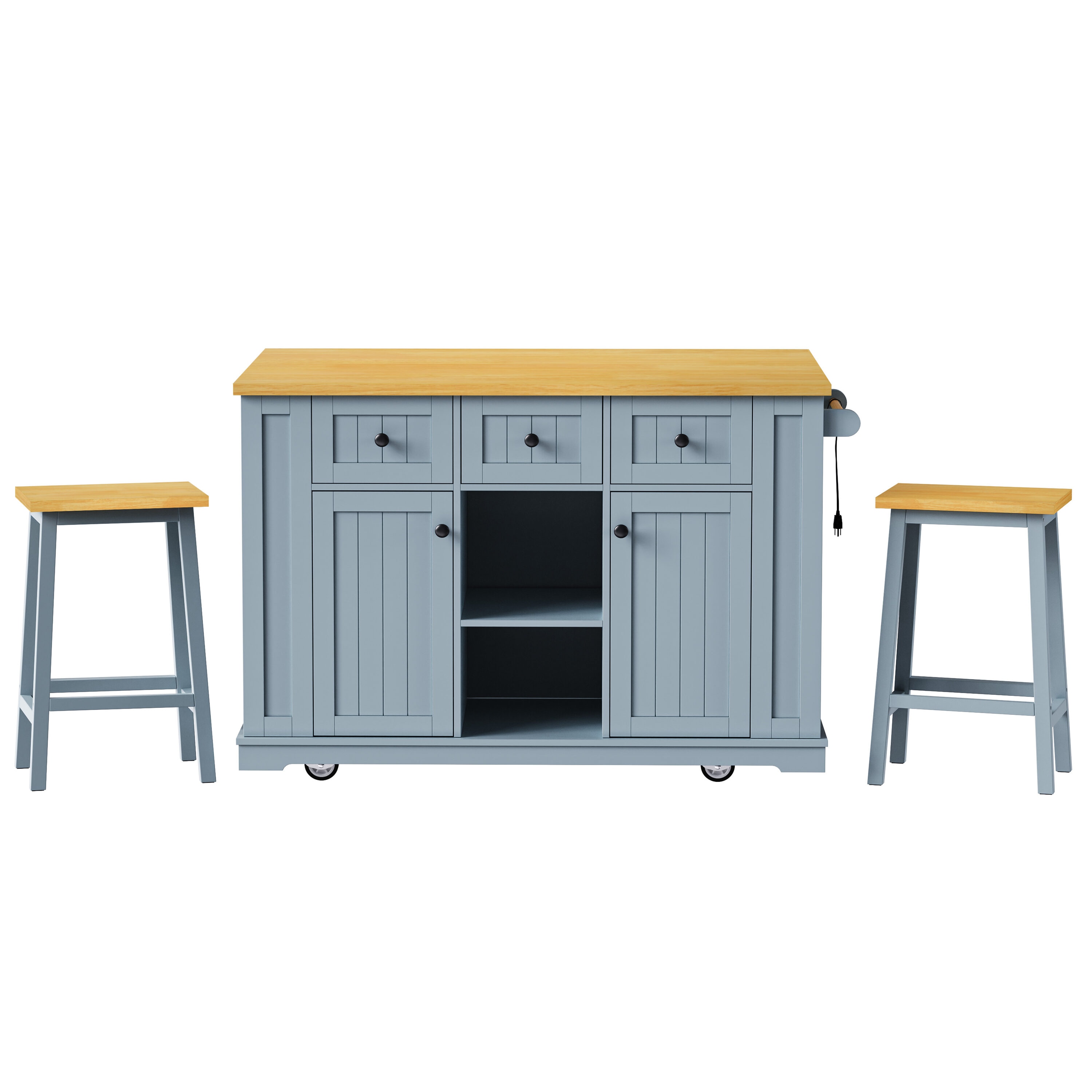 Damerin DKCW8217 Contemporary/Modern Gray Blue Rubberwood Kitchen hutch with Wine Storage