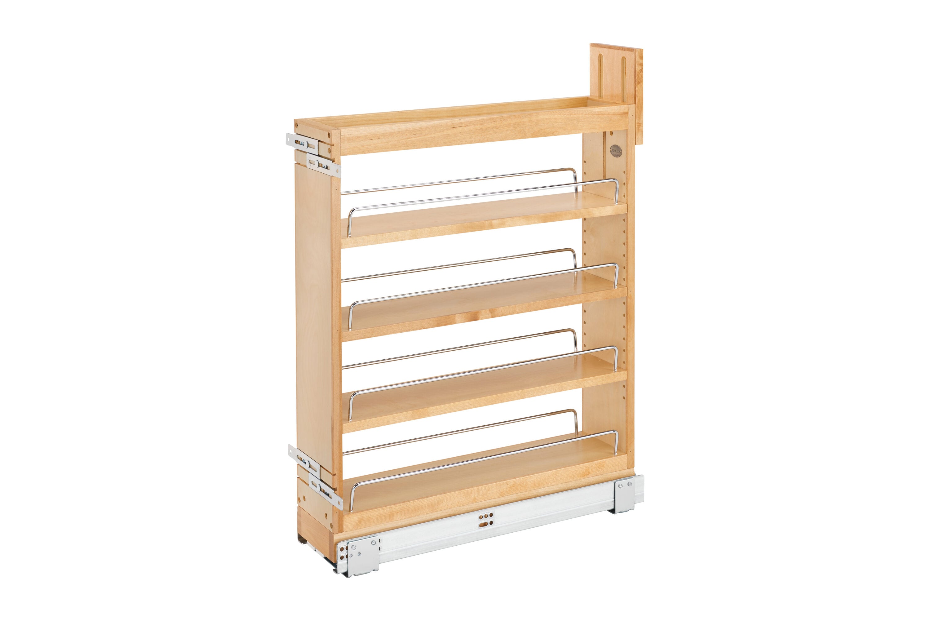 Rev-A-Shelf 5.94-in W x 25.5-in H x 22.75-in D 4 -Tier Cabinet-mount Light Brown Wood Soft Close Pull-out Helper shelf