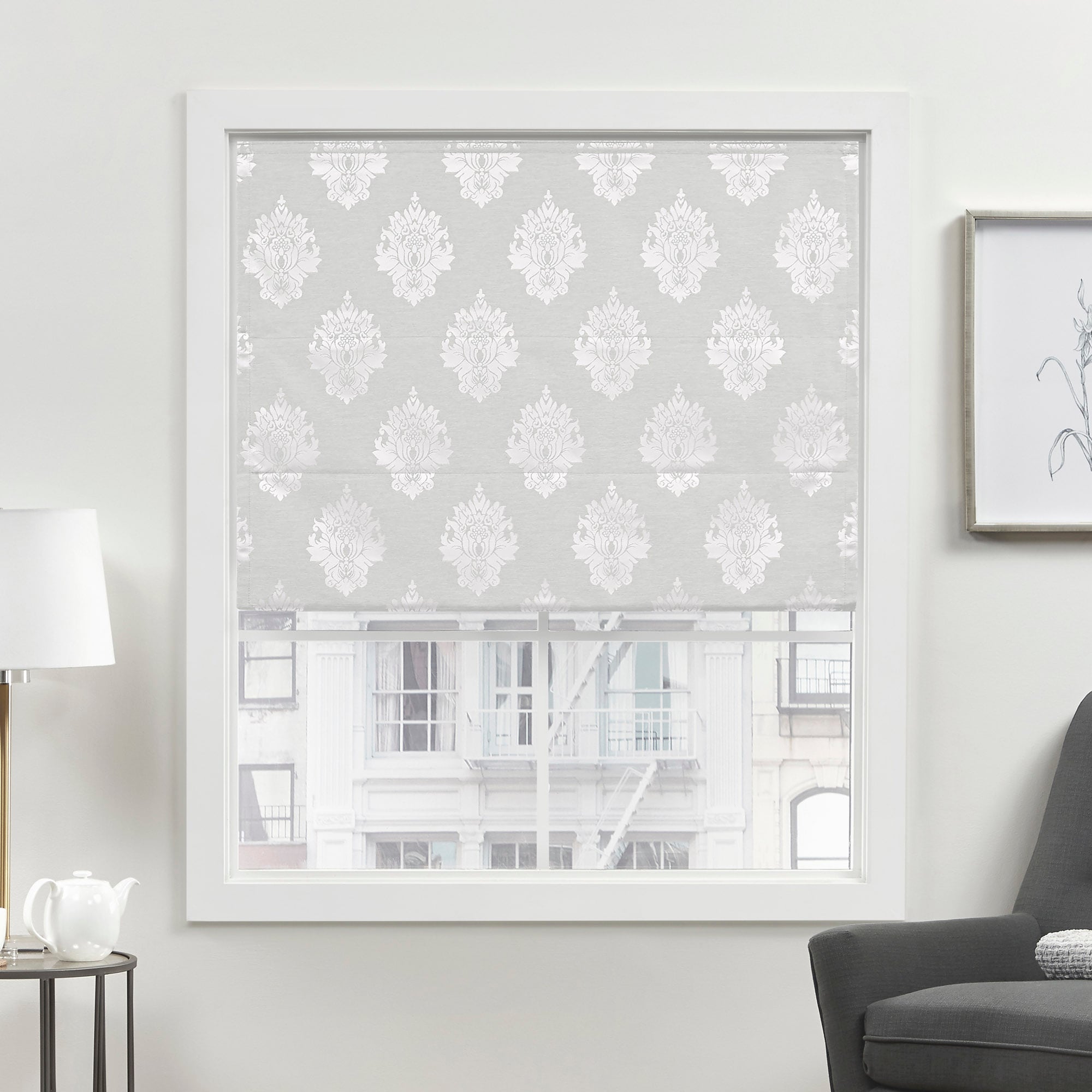 Exclusive Home YO013608DSEHC1 049 31-Inches x 64-Inches Silver Blackout Cordless Roman shade