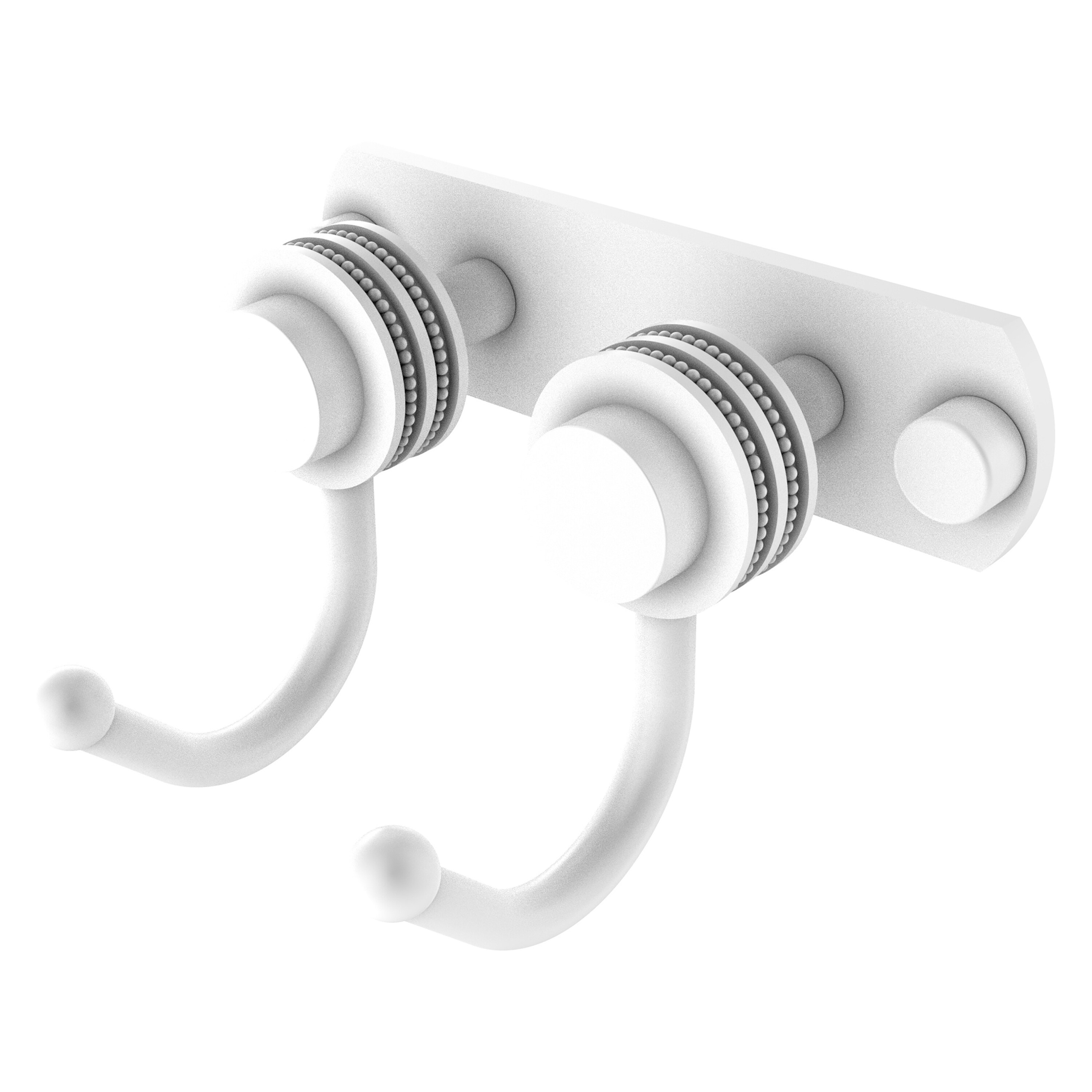 Allied Brass 920D-2-WHM Mercury Matte White Double -Hook Wall mount Towel Hook