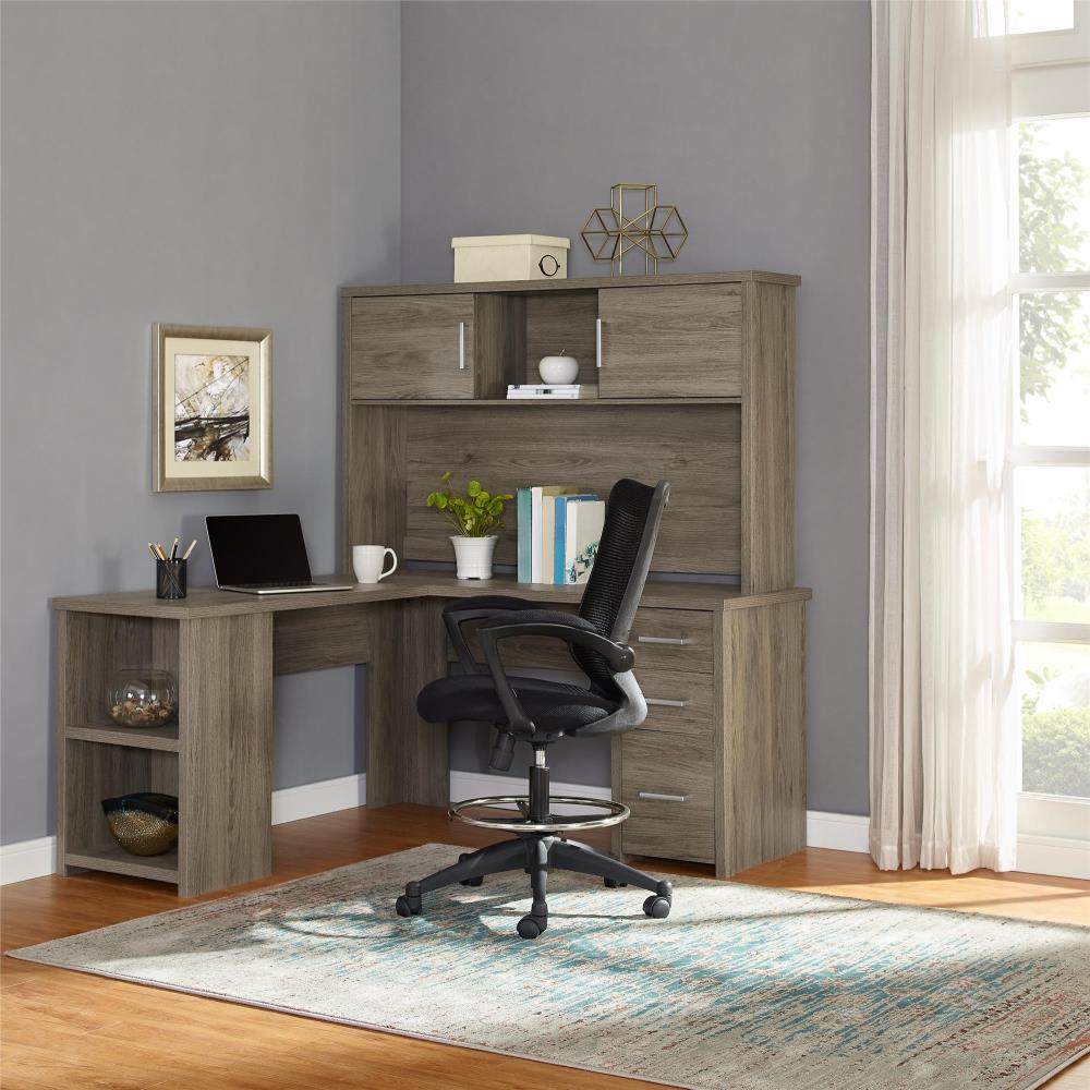 Ameriwood Home Crestwood 58.5-in Brown Modern/Contemporary L-shaped ...