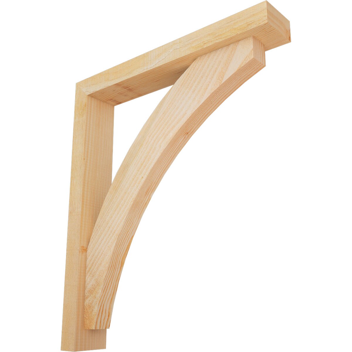 Ekena Millwork 1464024 Thorton Block Rough Sawn Bracket with Offset Brace 4-in x 24-in x 28-in Douglas fir Brown Wood Standard bracket
