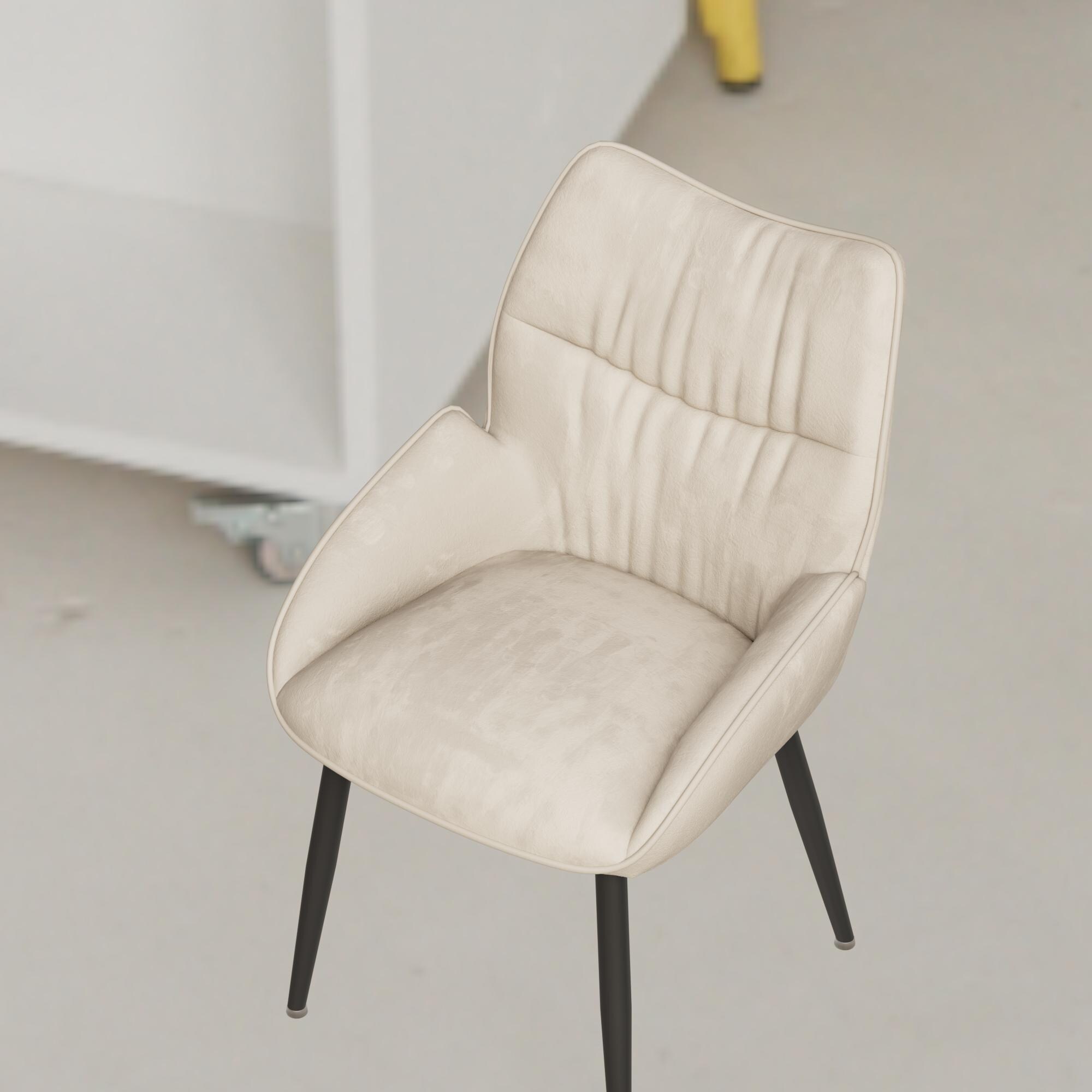 Beige velvet dining chair isolated
