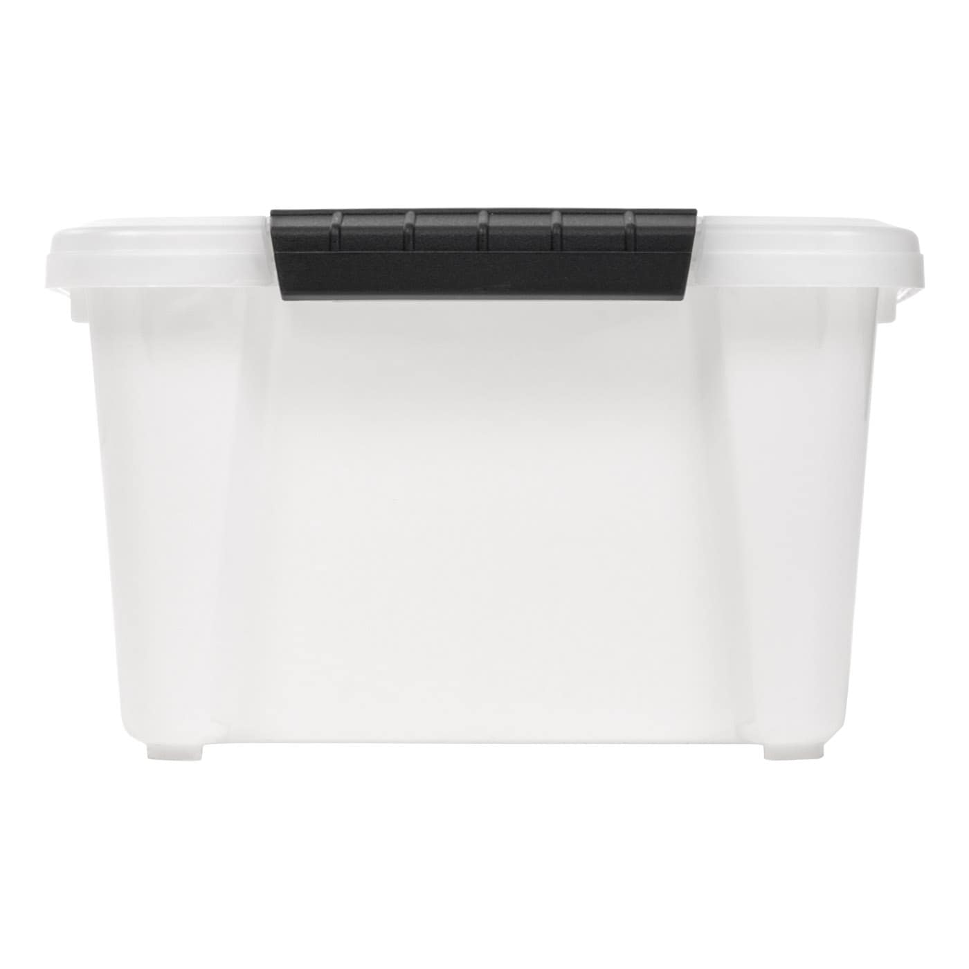 Iris 19, 32, and 53 Quart Stack & Pull Box, Clear with Black Handles, Nestable and Stackable