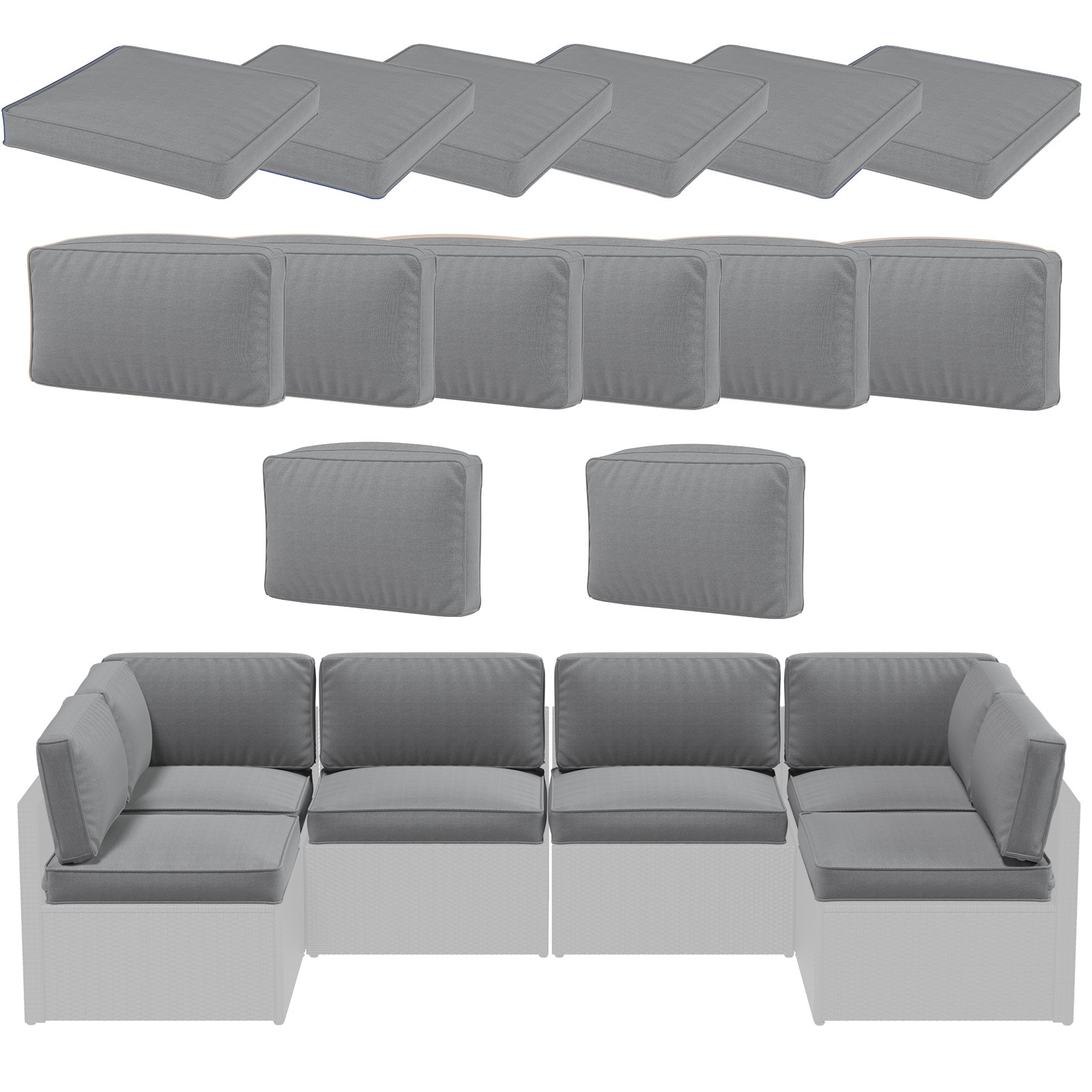 AECOJOY 16002DG-ZD-LS02  14 PCS Outdoor Cushion Covers Replacement