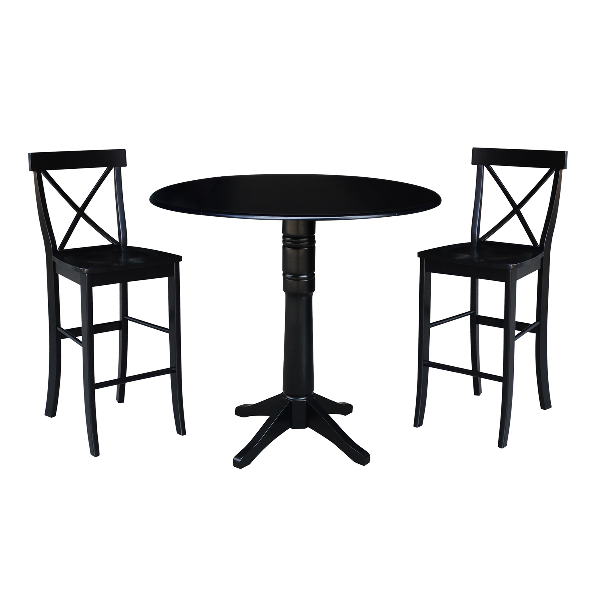 International Concepts K46-42DPT-27-S6133-2 Black Casual Dining Room Set with Round Table (Seats 4)