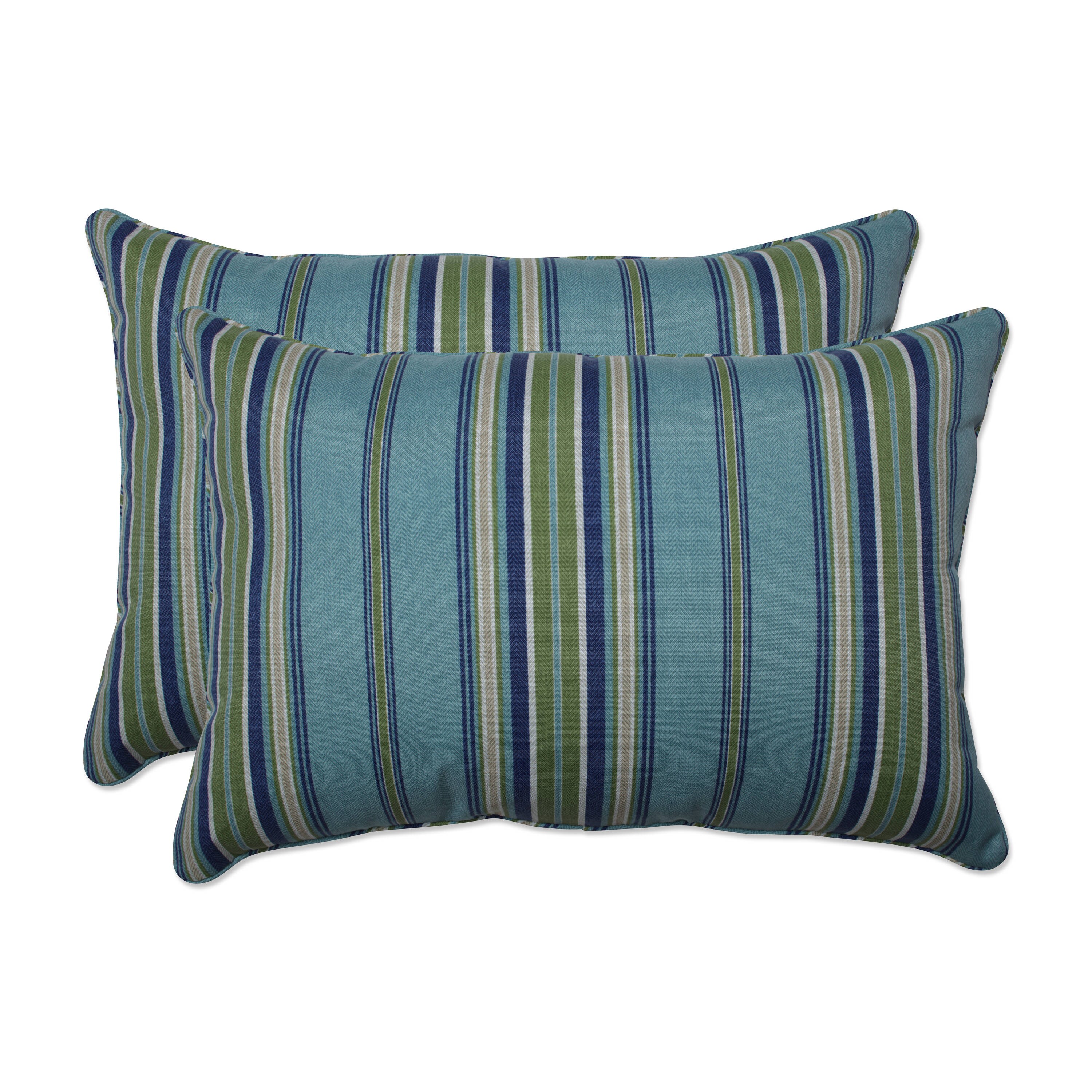 Pillow Perfect 683874 Terrace Breeze Over-sized Rectangular Throw Pillow 2-Pack Graphic Print Blue Rectangular Throw Pillow
