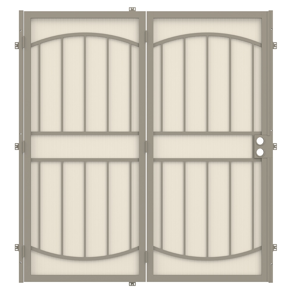 Gatehouse Security Patio Door 72-in X 81-in Almond Steel Surface Mount ...