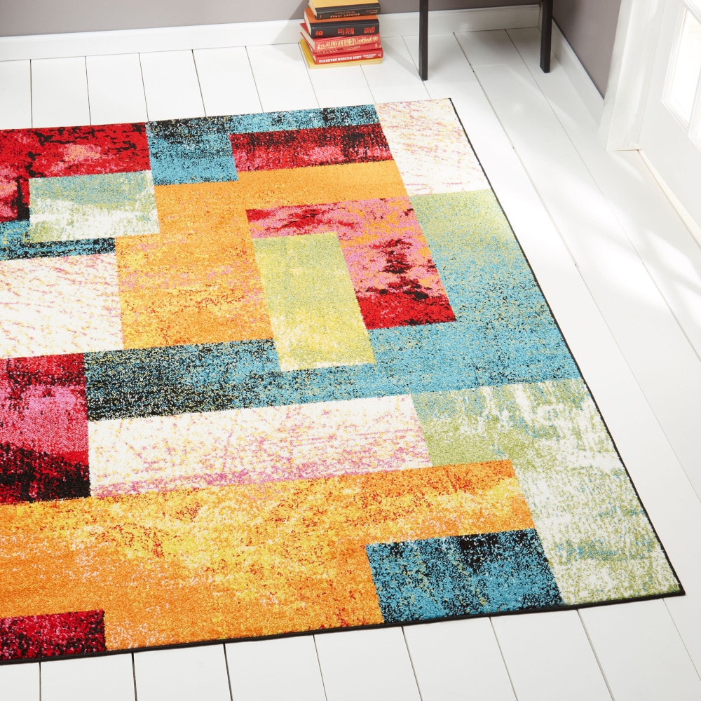 Home Dynamix 2-651-999 Splash Scarlet 5 x 7 (ft) Loomed Polypropylene Ivory Rectangular Indoor Geometric Area rug