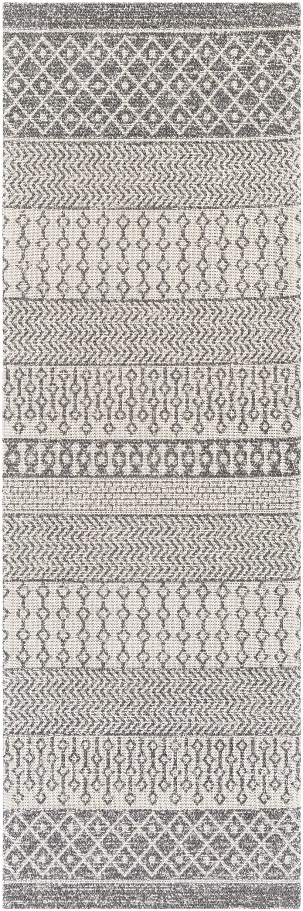 Livabliss LCS2305-2773 La Casa 3 x 8 (ft) Cotton Charcoal Rectangular Indoor Medallion Global Area rug