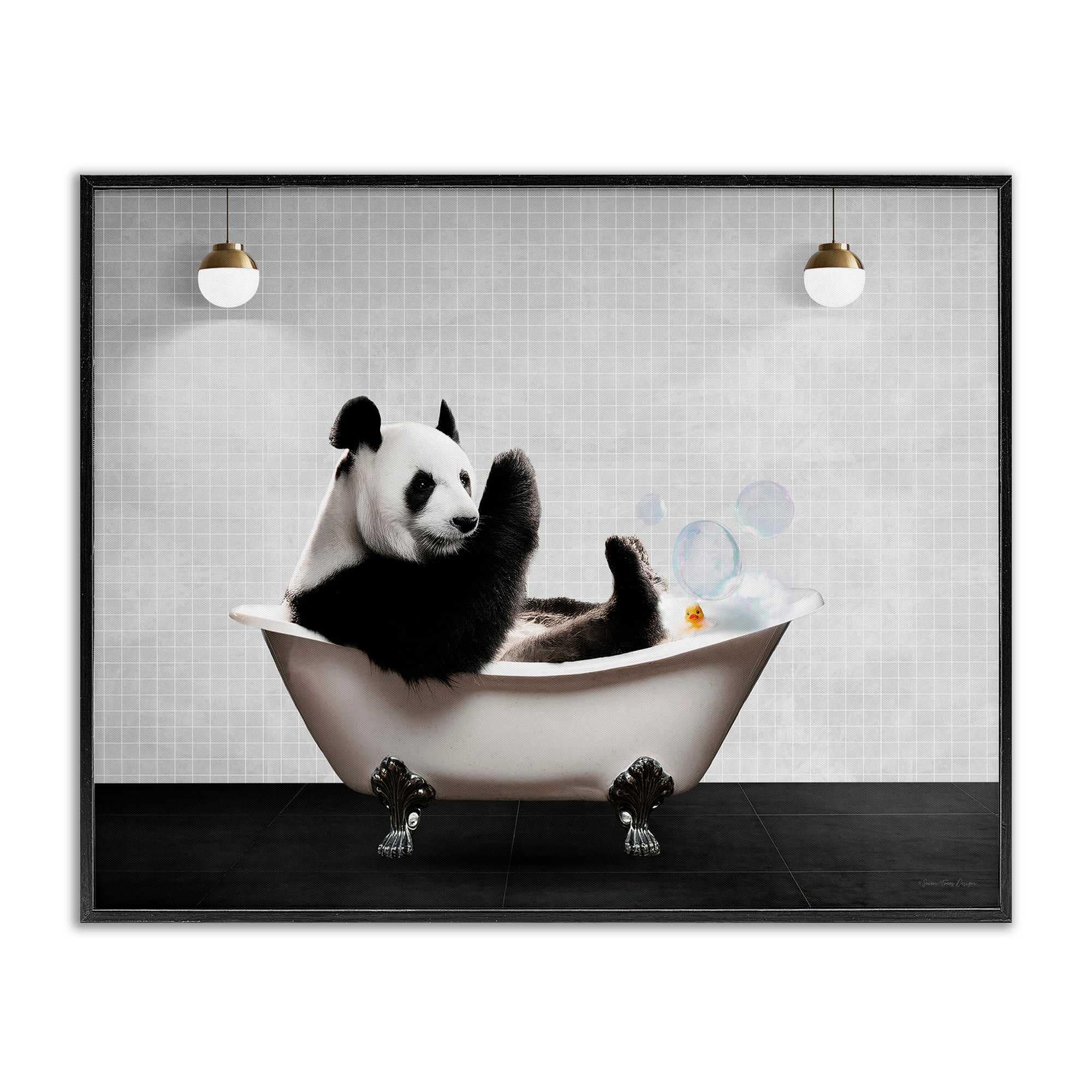 Stupell Industries BS-733-FR-16X20 Panda in Modern Bubble Bath Black Framed Giclee Art By Seven Trees Design 20 x 16