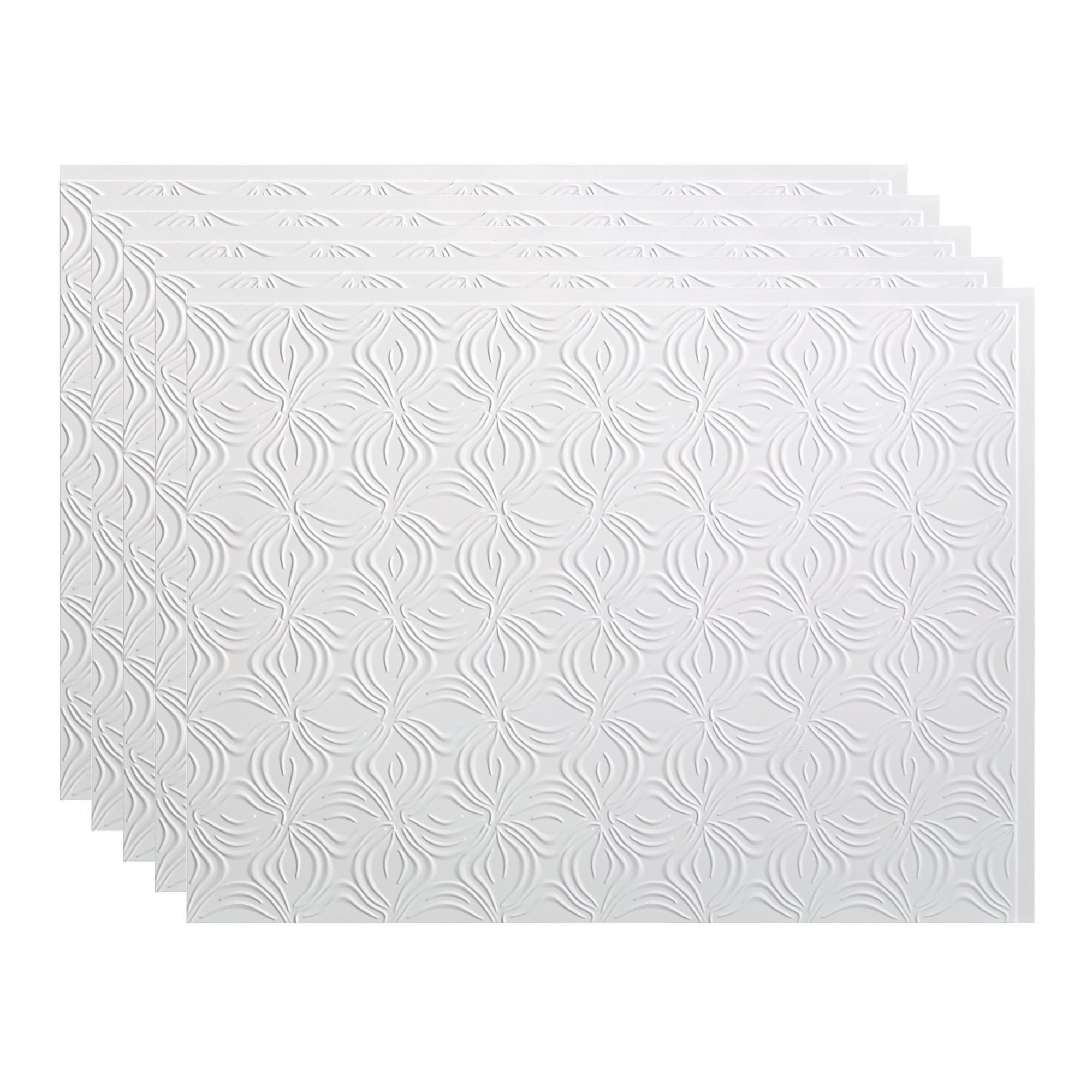 Fasade PB6301 Lotus 18.25-in x 24.25-in Vinyl Matte White Backsplash Panels 5.0 -Pack
