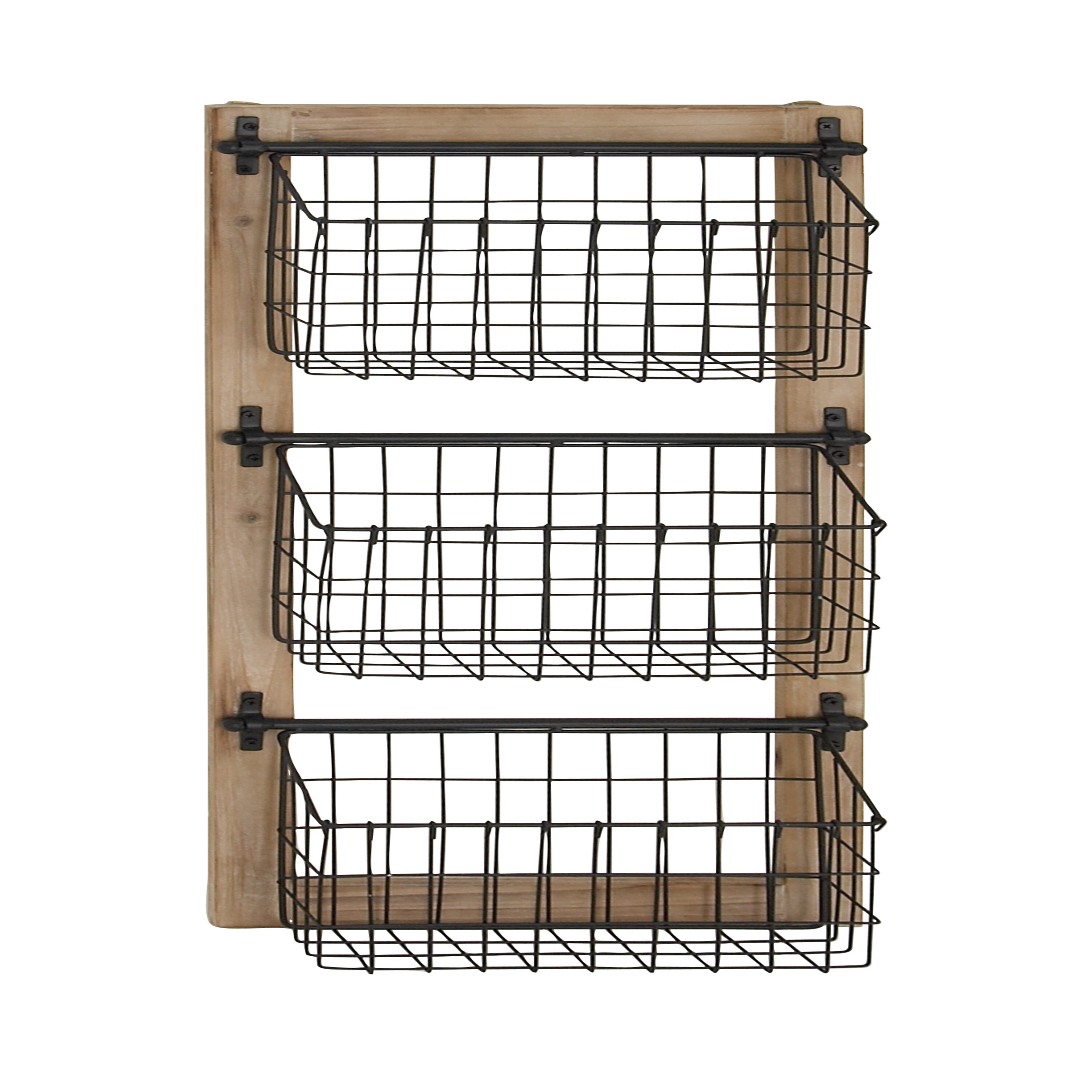 Grayson Lane (14-in W x 34-in H x 5-in D) Black Wall Basket Iron ...